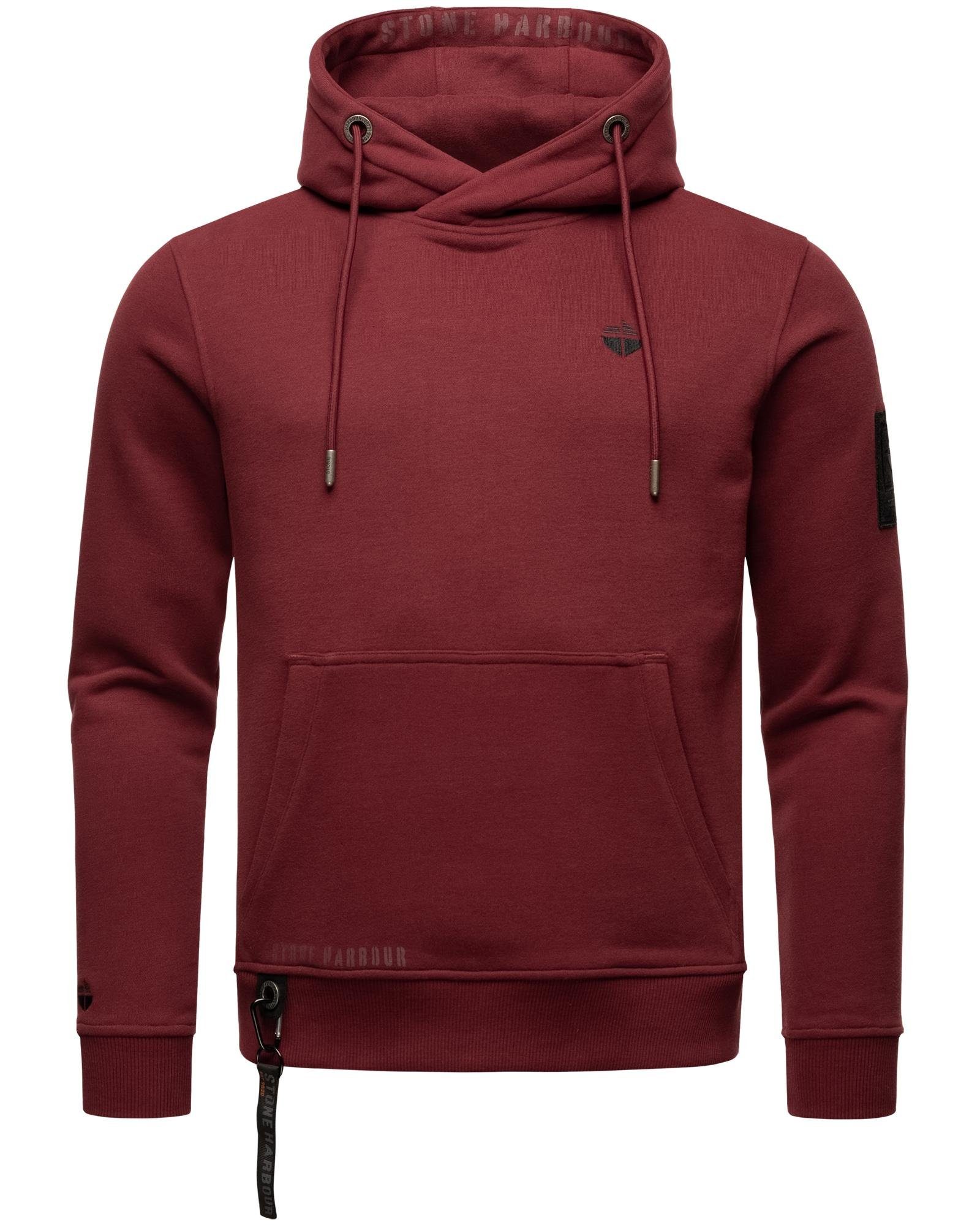 Crazy Harbour Hoodie bordeaux mit Tunnelzugkordeln Herren sportlicher Sweater Frank Stone