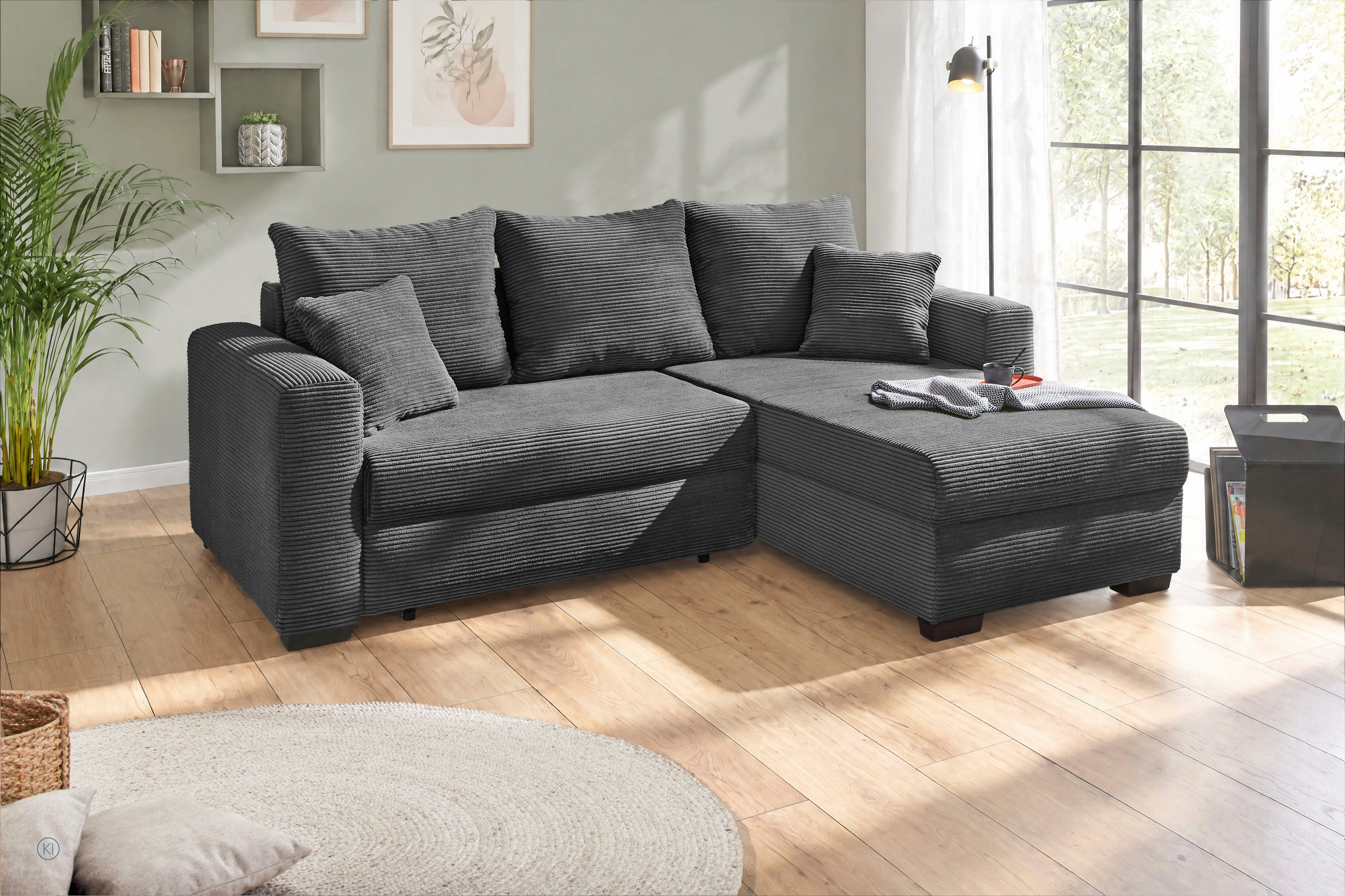 Jockenhöfer Gruppe Ecksofa Ecksofa Elmau, Größe Ottomane: L, B:235cm, optional mit Topper, mit Schlaffunktion, Bettkasten & 2 Zierkissen