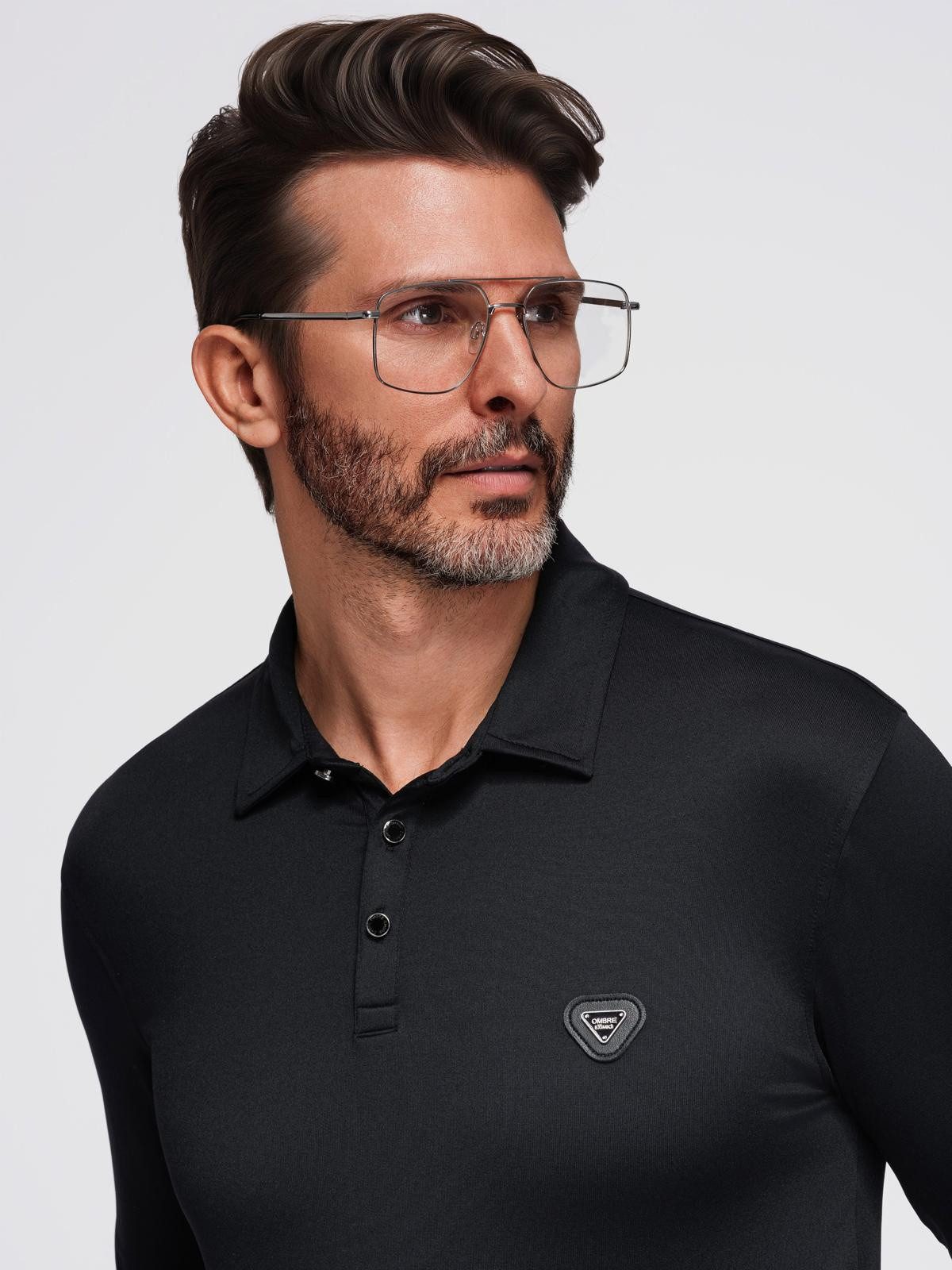 OMBRE Langarm-Poloshirt Polo-Shirt mit langen Ärmeln und eleganten Markenknöpfen