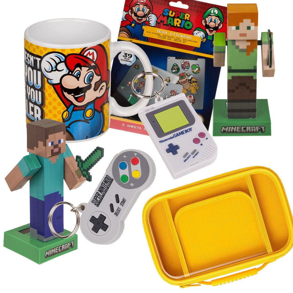 what the shop Nintendo meets Minecraft–Gamer Geschenkset mit Becher, Figuren u.a Zubehör Nintendo (Das ultimative Gamer Geschenk für Weihnachten)