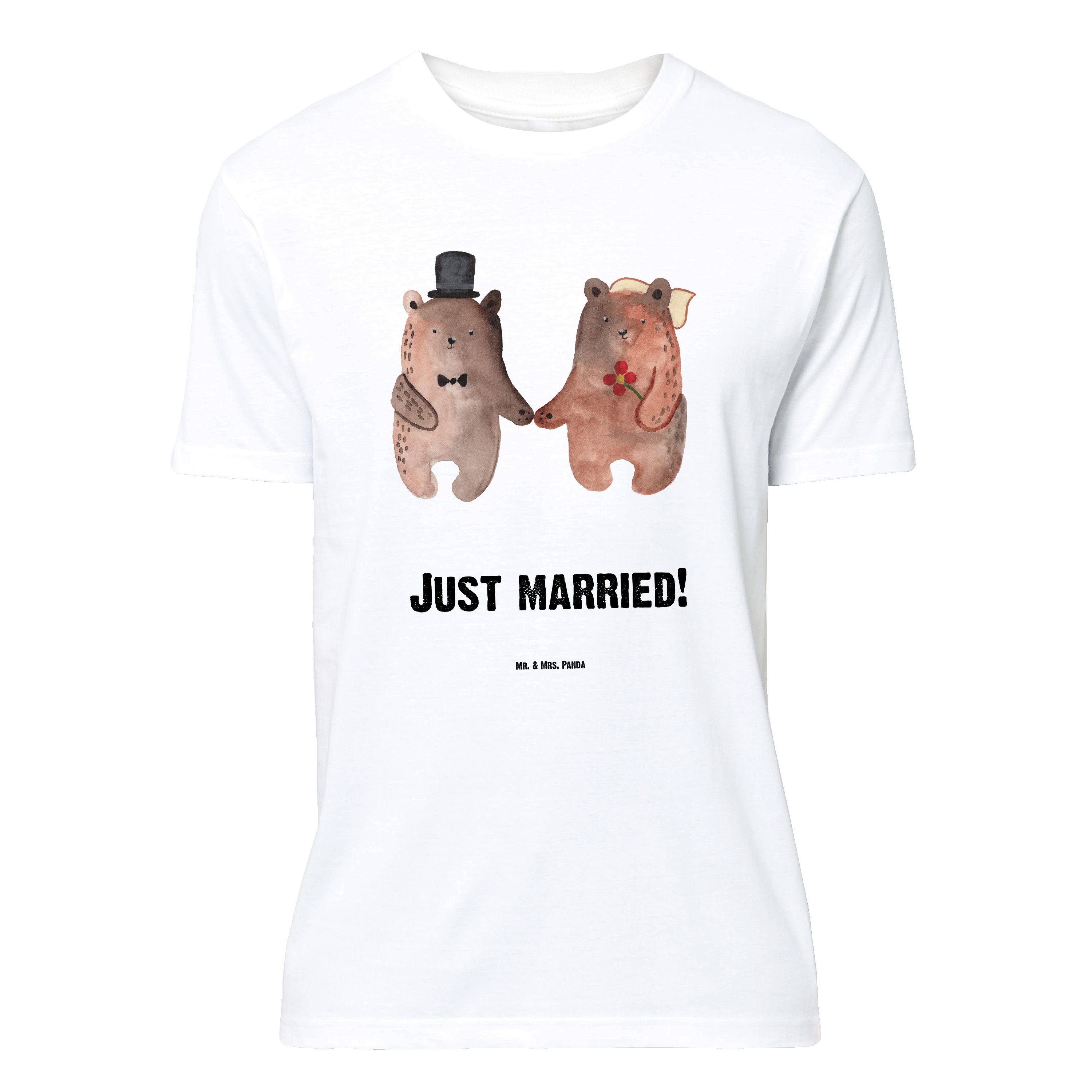 Mr. & Mrs. Panda T-Shirt Bär Heirat, Tshirt, Weiß, T-Shirt Übergröße, Shirt, Große Größen, Tsh (Packung) T-Shirt für große Größen Plus Size T-Shirt Motiv T-Shirt
