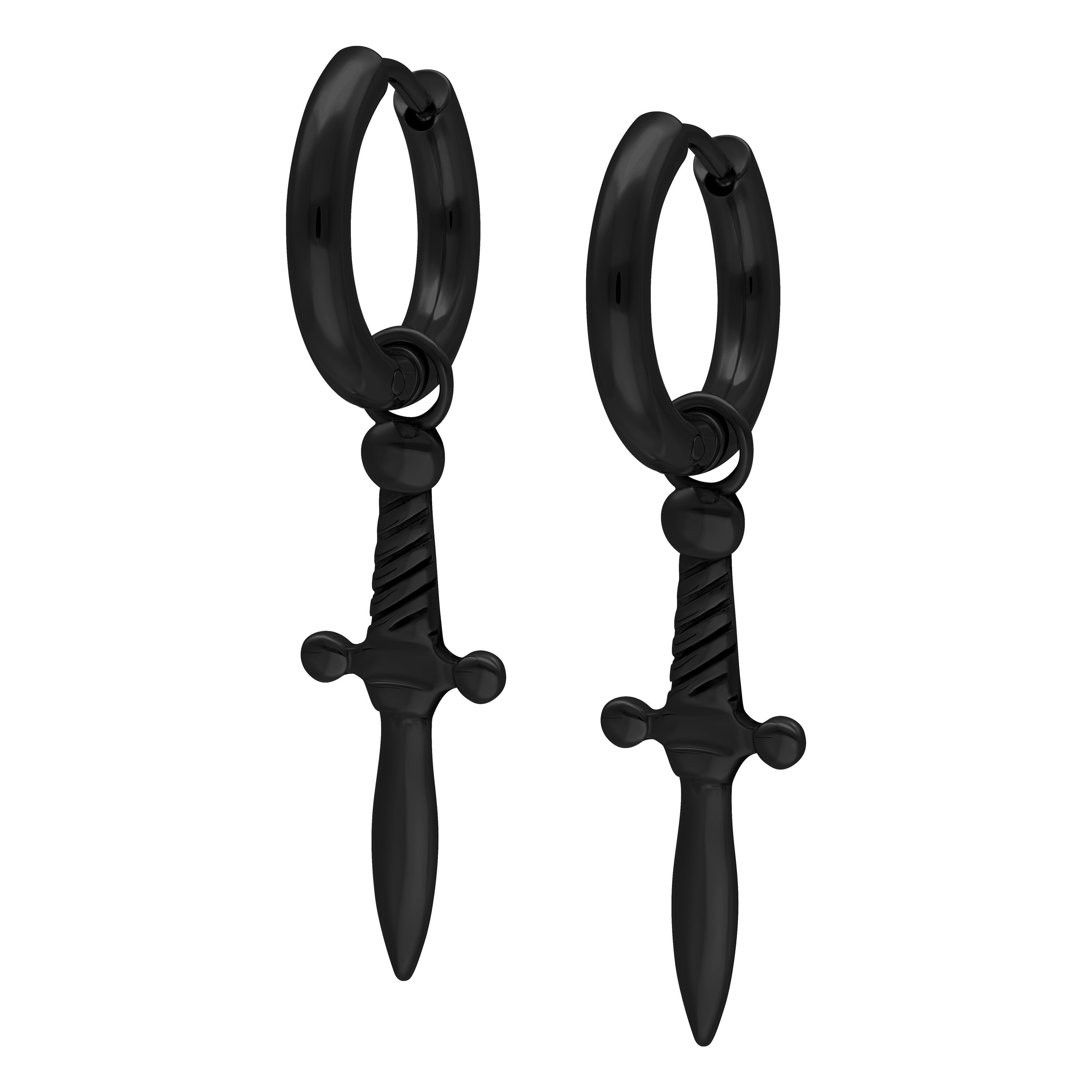 Paar Ohrhänger Little Sword Hoops - Schwarz