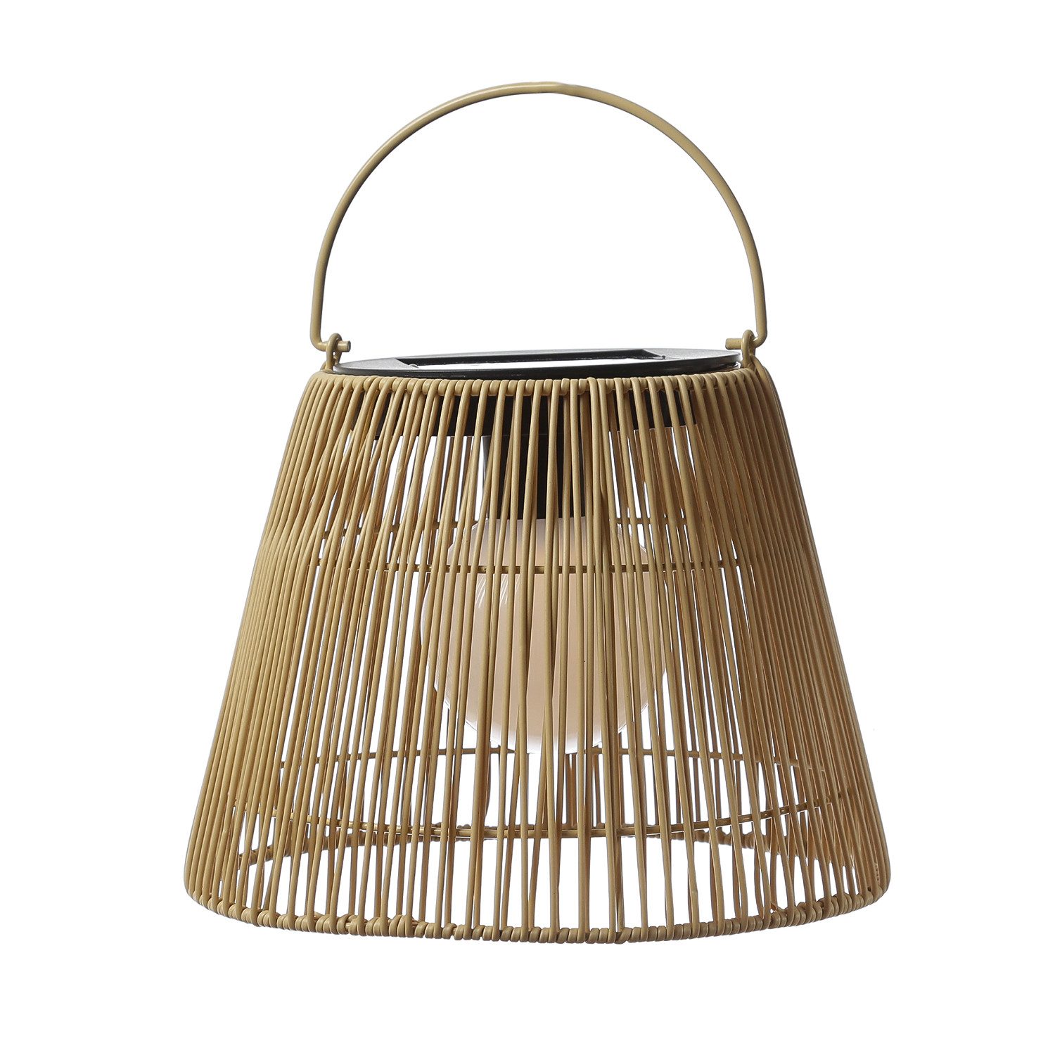 MARELIDA LED Laterne LED Solar Laterne Hängeleuchte in Rattanoptik Solarleuchte natur, LED Classic, warmweiß (2100K bis 3000K)