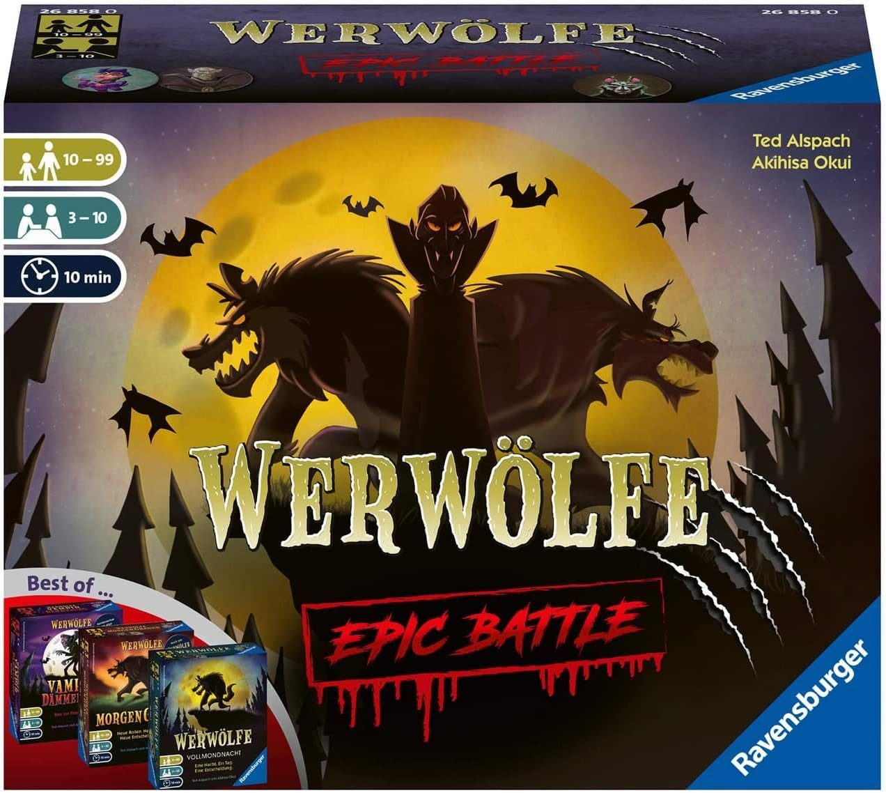Ravensburger Spiel Werwölfe Epic Battle, Best-of der Spielereihe für 3-10 Spieler