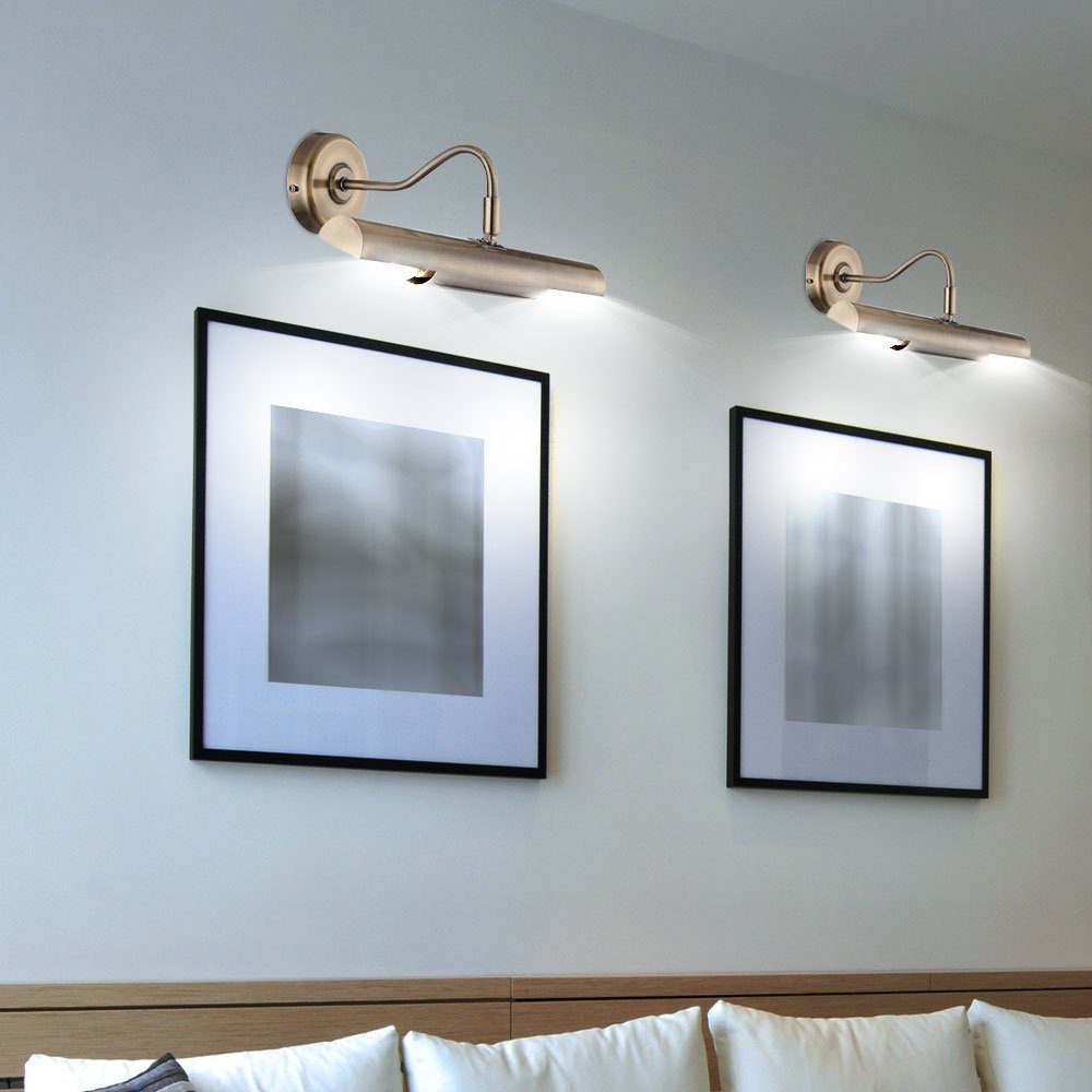 etc-shop Bilderleuchte LED Wandhalterung Warmweiß, Alt- Set Stil Wandleuchte, 6 LED Leuchtmittel inklusive, 2er Landhaus Watt