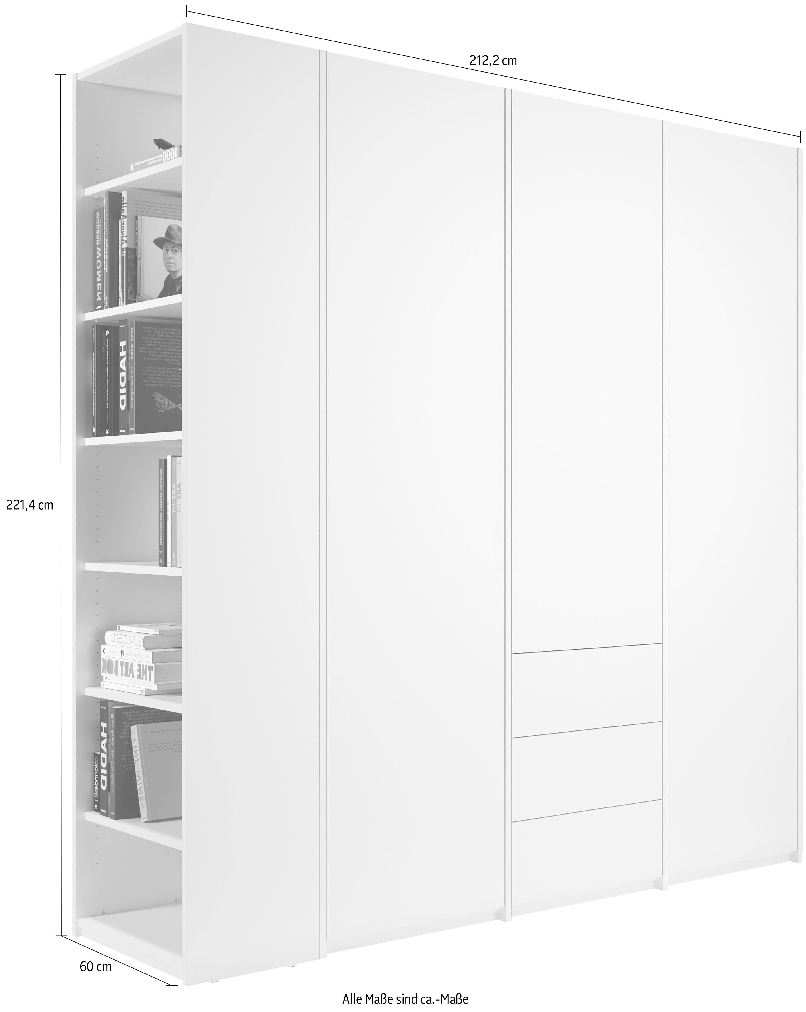 Müller SMALL LIVING Kleiderschrank Modular 3 rechts weiß oder Schubladen, | 3 Plus weiß Variante Anbauregal montierbar geräumige links