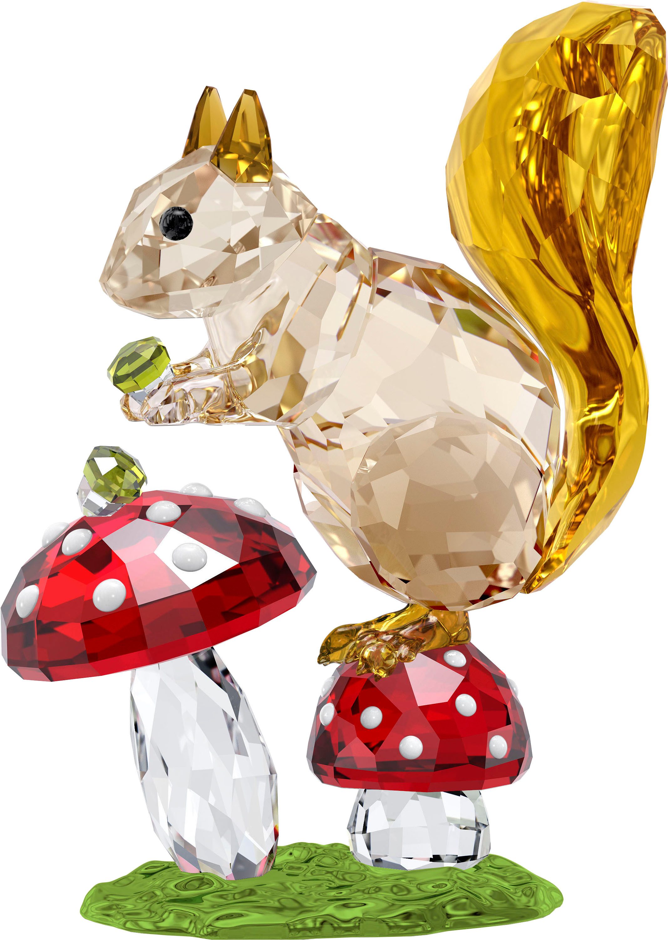 Swarovski Tierfigur Deko Kristallfigur Sammelfigur Idyllia Eichhörnchen und Pilze (1 St), Swarovski® Kristall