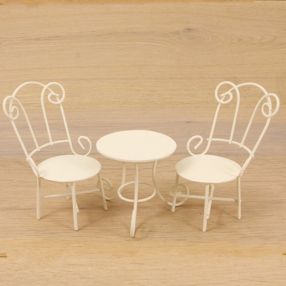 dekoprojekt Dekofigur Minigarten Sitzgruppe mini, weiß 5,9 cm