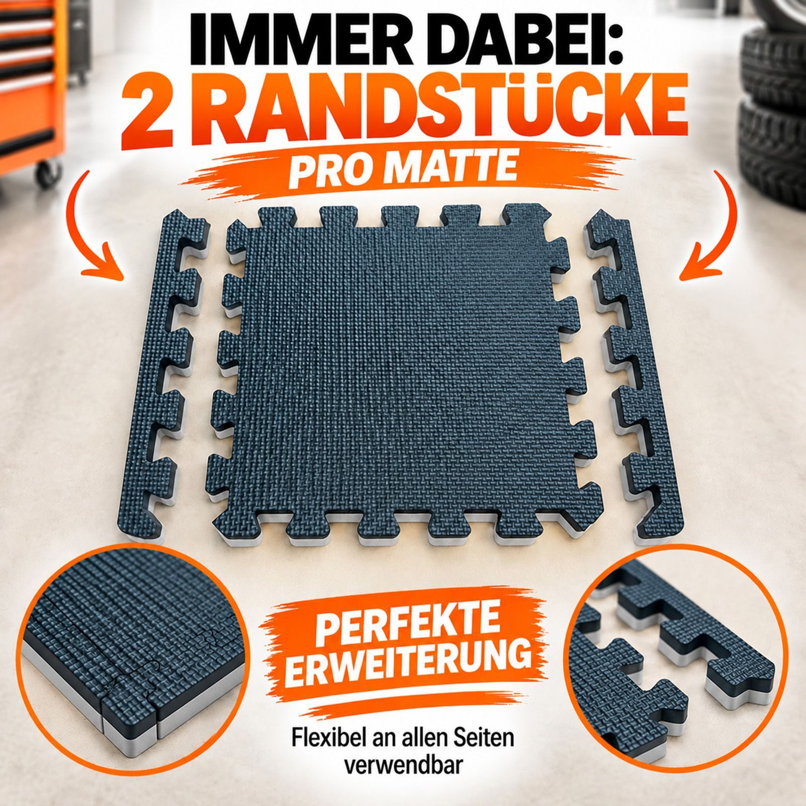 BURI Bodenschutzmatte Bodenschutzmatten 2cm Wendematte 18er Set Puzzlematten 31x12cm Fitness, 18-St. – Bild 3 von 5