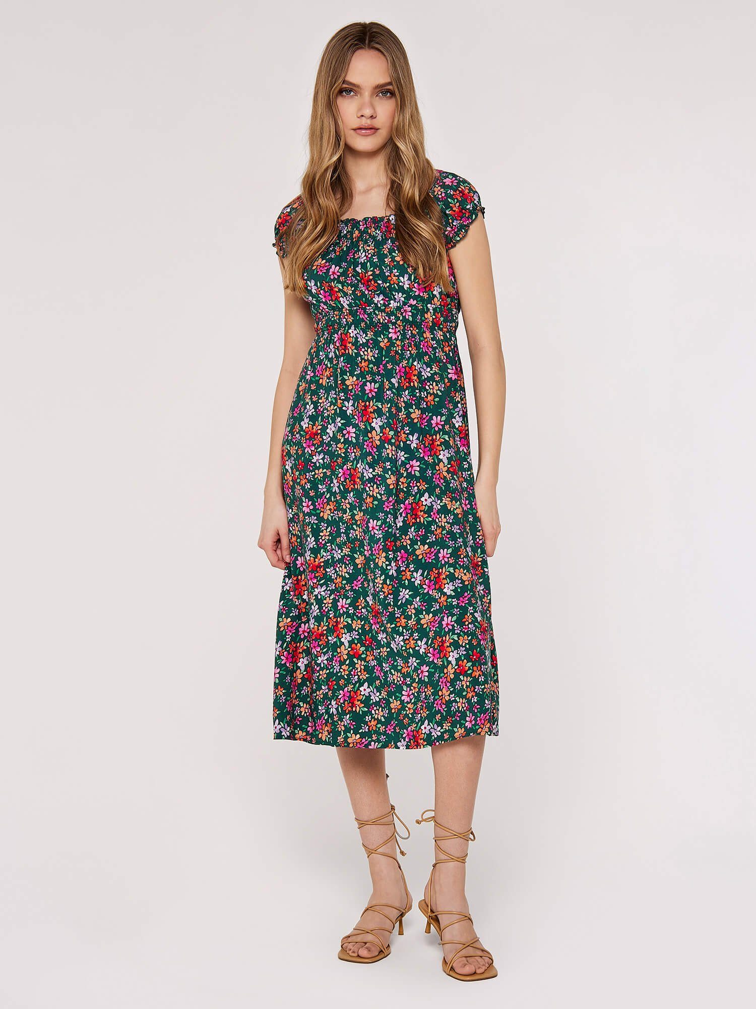 Apricot Druckkleid Milkmaid Ditsy Midi Dress, günstig online kaufen