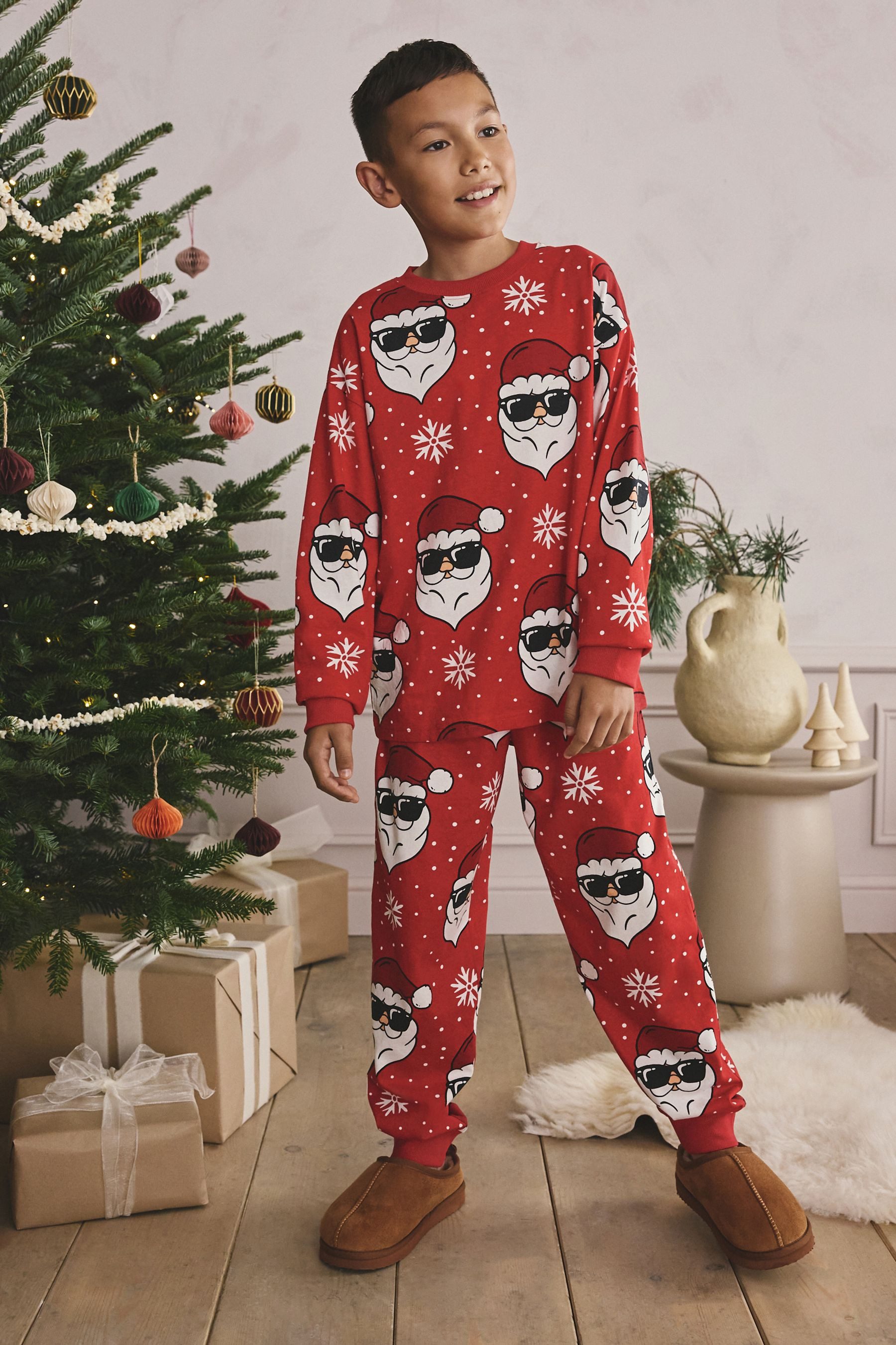 Next Pyjama EinzSingle Weihnachts-Schlafanzug mit Jogginghose (2 tlg)