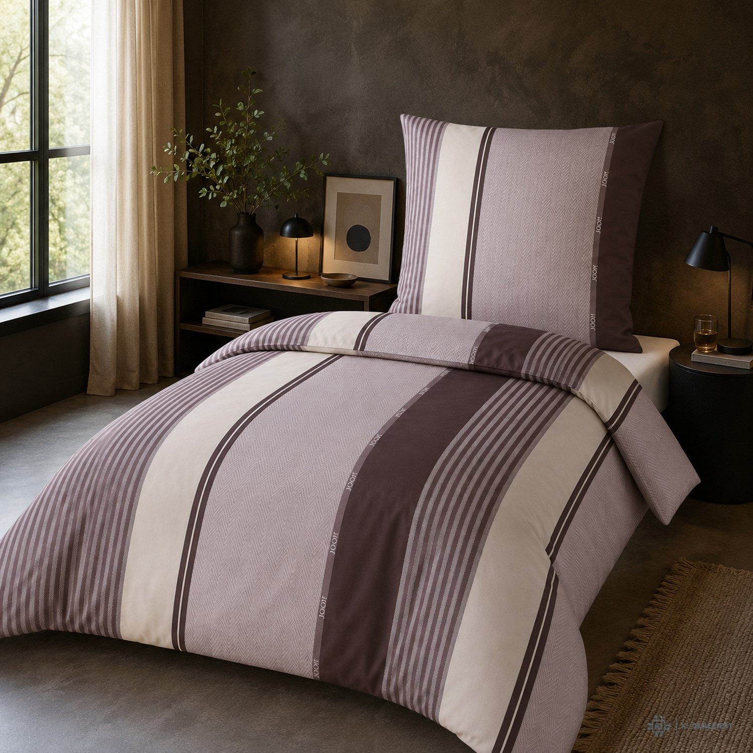 JOOP! Bettwäsche JOOP! Comfort Satin Bettwäsche Herringbone Stripes 4125-1 Rose 135x200, Comfort Satin, 2 teilig, Mit Reißverschluss