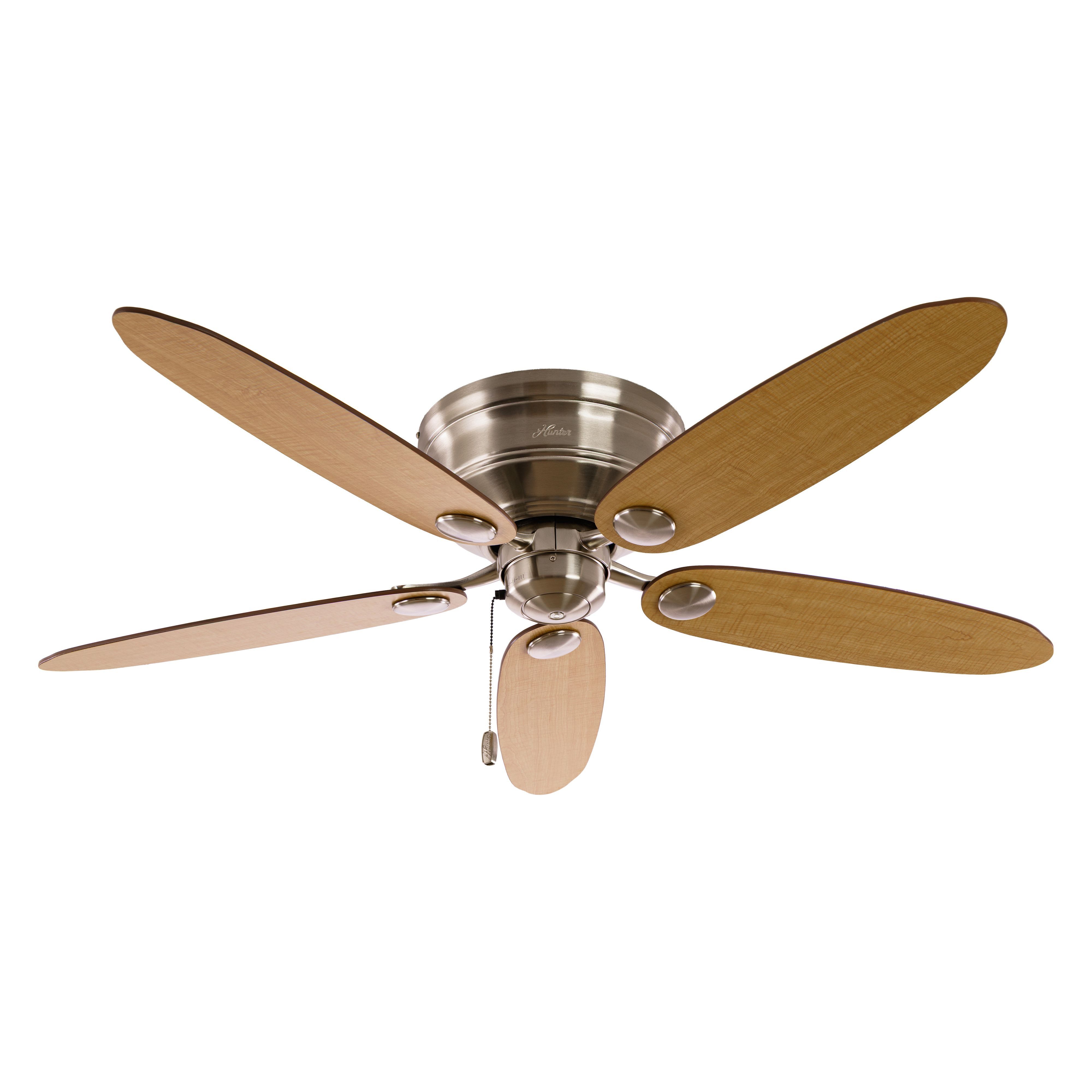Hunter Deckenventilator Deckenventilator Low Profile Chrom, Mit Zugschnur