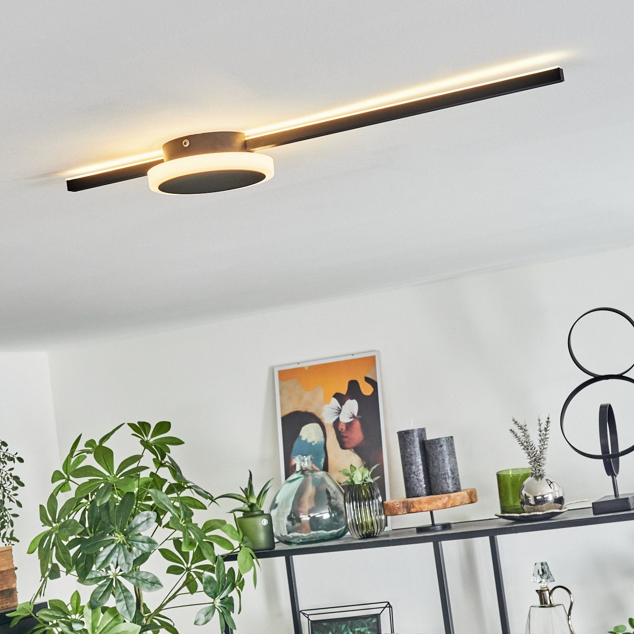 insgesamt, 1550 moderne Metall/Kunststoff wechselbar, 11,7 an Decke, LED aus mit Deckenleuchte Kelvin, 3000 hofstein in Schwarz/Weiß, Lumen Deckenlampe LED Watt der Lichteffekt