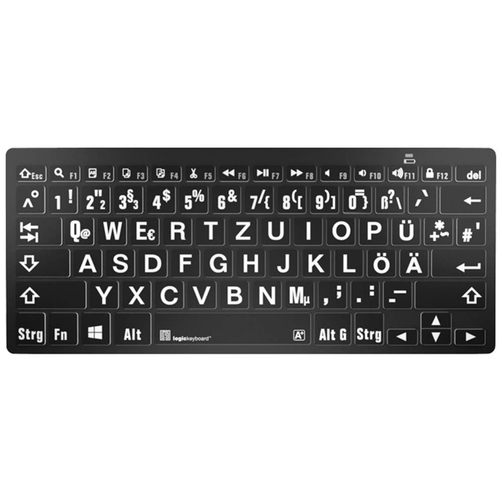Logickeyboard White on Black dt. (PC/BT LKB-LPWB-BTPC-DE Tastatur (Multimediatasten, USB-Hub, Geräuscharme Tasten) – Bild 2 von 5
