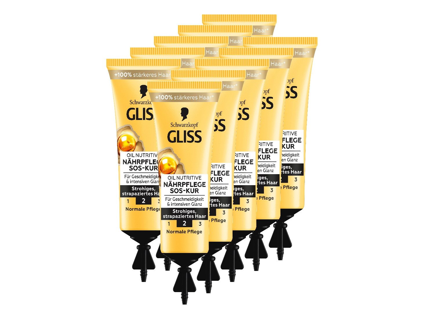 Gliss Haarkur SOS-Intensiv-Kur Oil Nutritive, 10x 15ml, Reise-SET, 10-tlg., Ideale Haarpflege auf Reisen