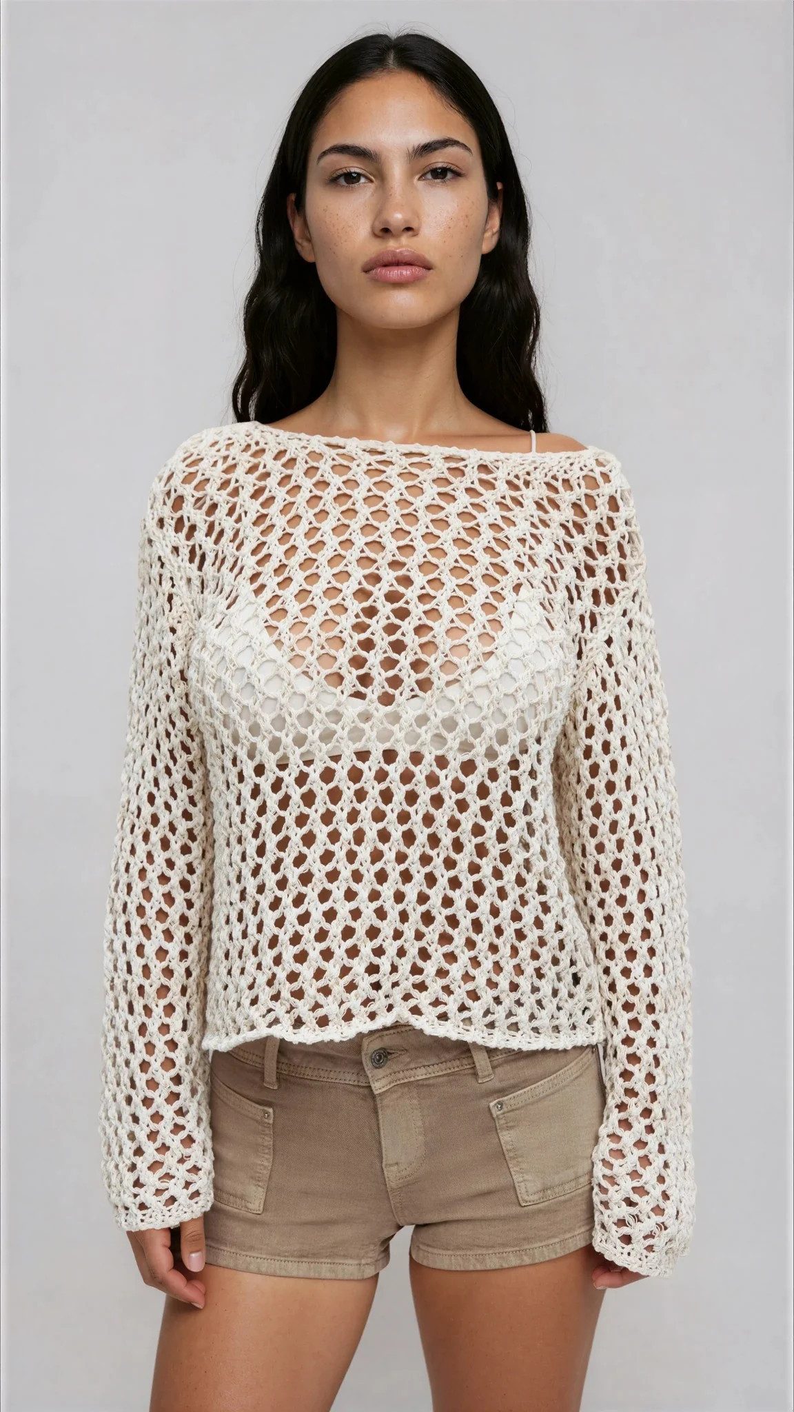Gina Tricot Ajourpullover Knitted crochet sweater - Häkelpullover Lochstrick Damen