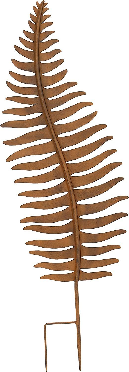 Dekoleidenschaft Gartenstecker "Farnblatt" in Rostoptik, 78 cm hoch, Metall Beetstecker, Dekostecker Blumenstecker, Roststecker, Metallstecker, Gartendeko für Draußen