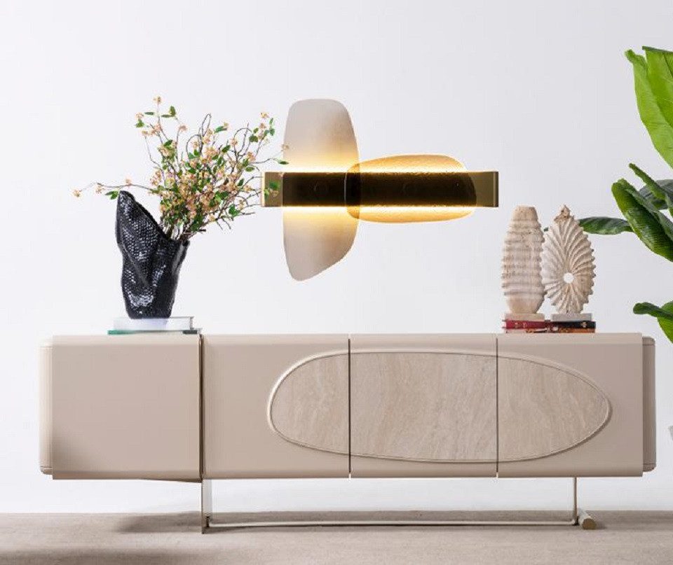 JVmoebel Kommode Exklusiv Kommode mit Spiegel Beige Modern Spiegelkommode Sideboard (Kommode mit Spiegel), Made in Europa