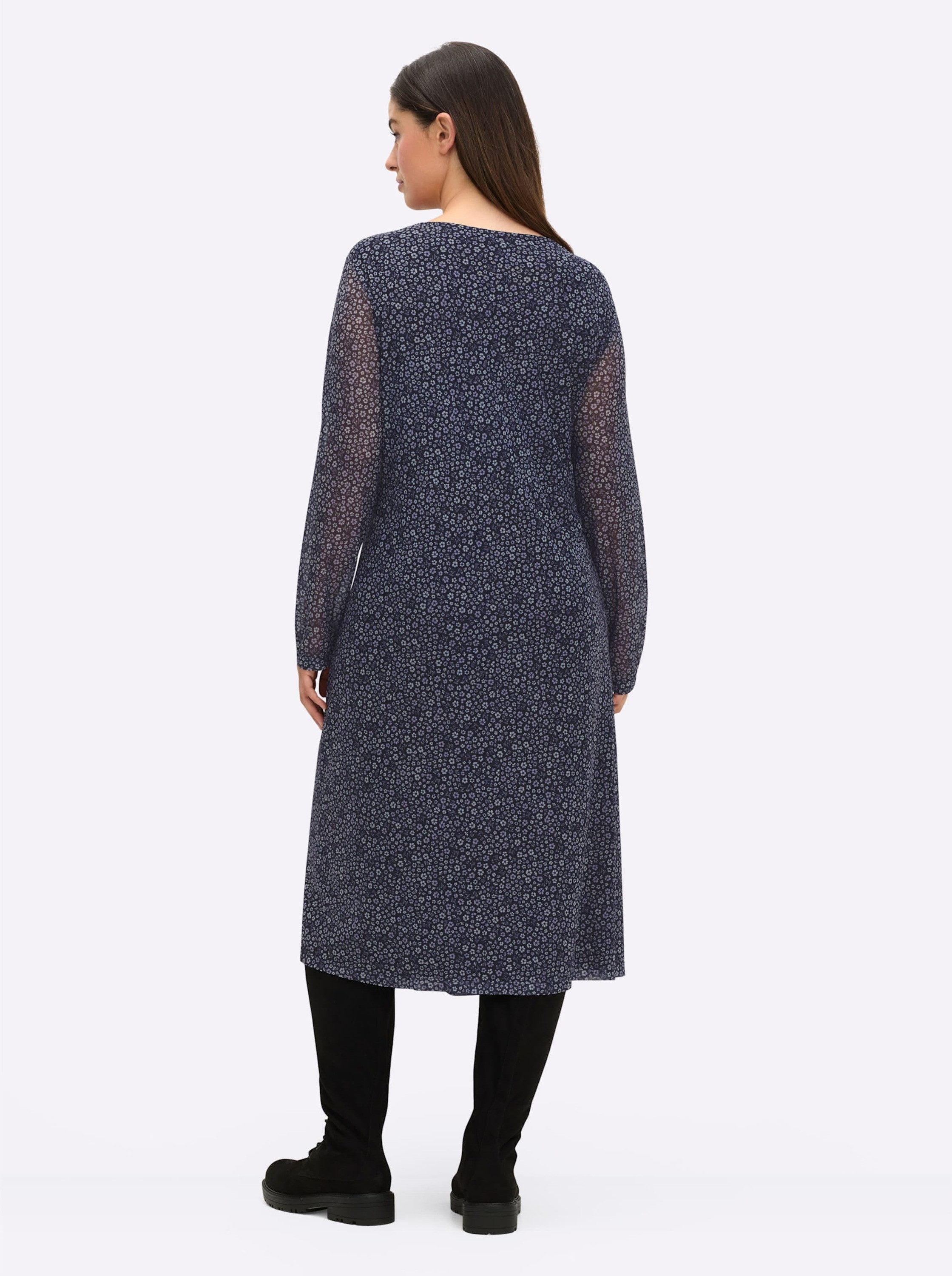 Sheego Jerseykleid Mesh-Kleid Langarm