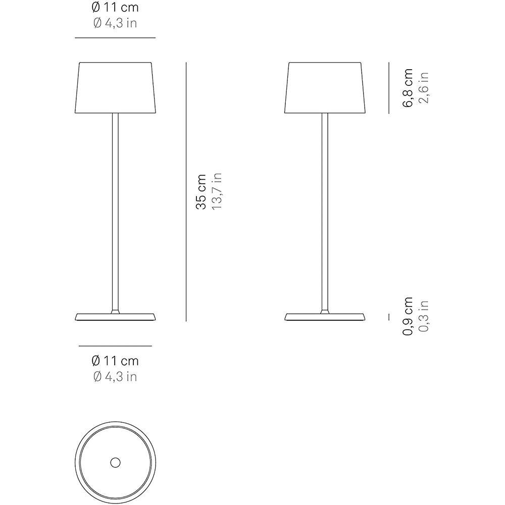 Pro keine Dunkelgrau, Zafferano IP65 fest enthalten: in Tischleuchte verbaut, Nachttischlampe, 2,2W 150lm Olivia Tischleuchte, LED warmweiss, Akkutischleuchte LED, Angabe, Ja, Leuchtmittel 3000K LED Tischlampe