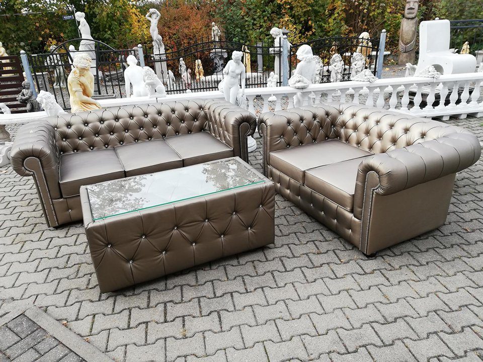 JVmoebel Chesterfield-Sofa, 3+2 Sitzer Garnitur Sofa Couch, Maße (B/T/H):  3-Sitzer: 210cm x 110cm x 80cm / 2-Sitzer: 160cm x 110cm x 80cm