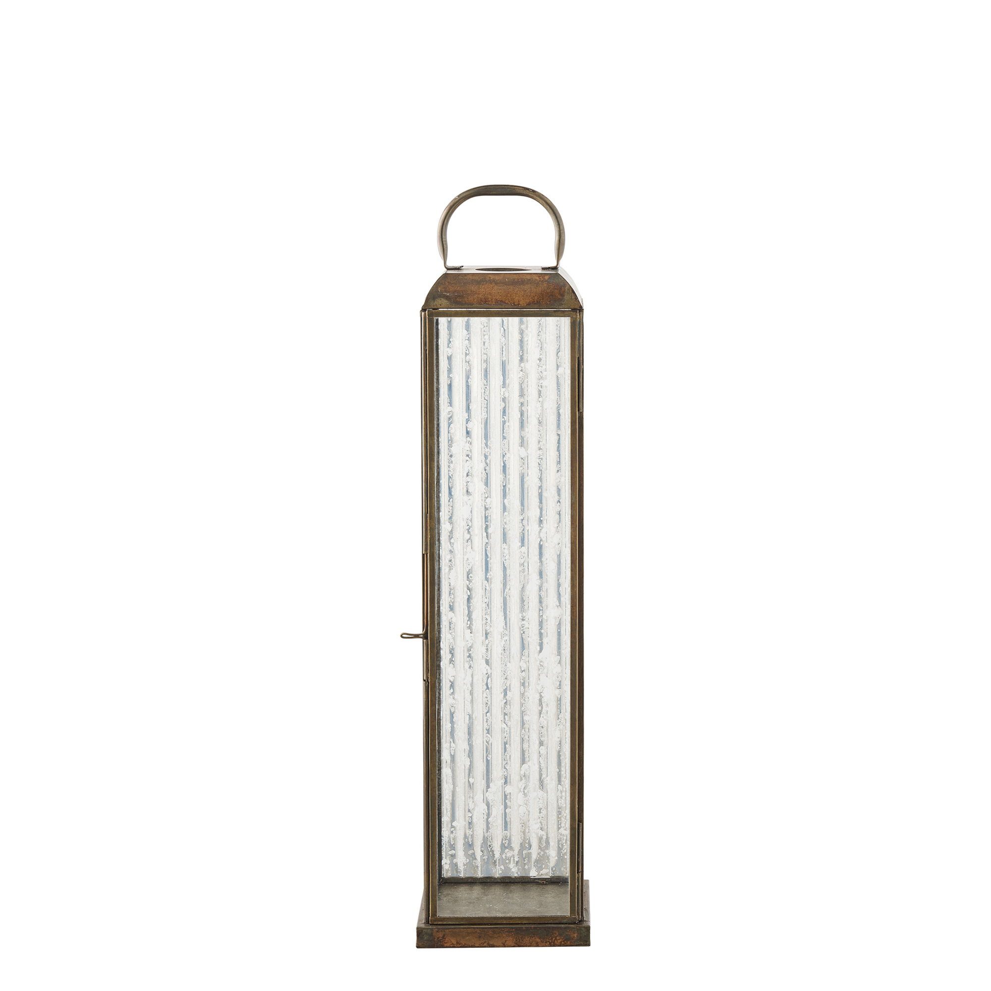 tinkaro LED Laterne Herslev Laterne 12 x 12 x 49 cm Antik-Messing-Look, Klassische Windlaterne aus Glas für stimmungsvolle Innenräume