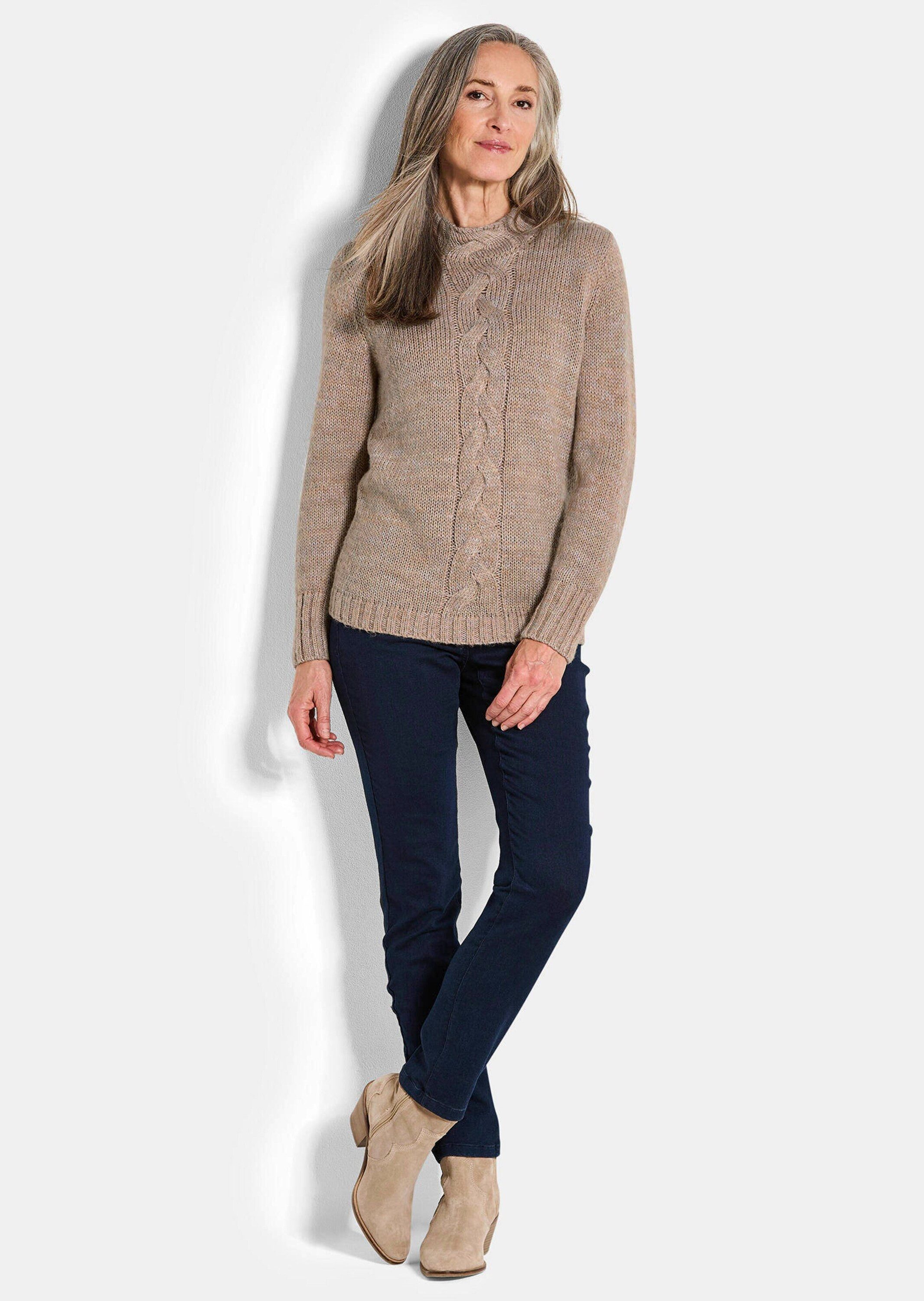 GOLDNER Strickpullover Hüftlanger Langarm Pullover, Zopfstrick günstig online kaufen