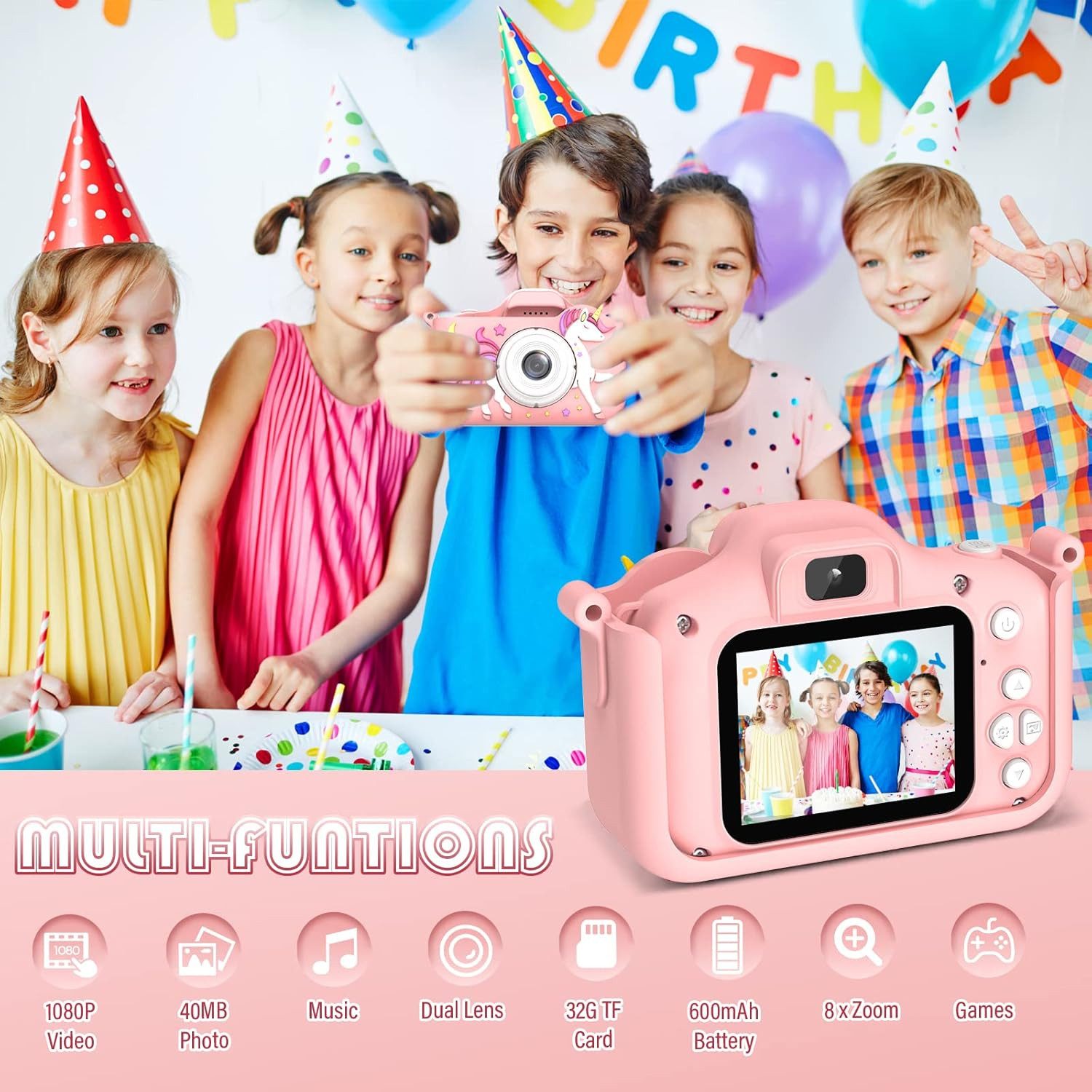 Kityhome Spielzeug-Kamera Kinderkamera,2" Display 1080P,Selfie Digitalkamer günstig online kaufen