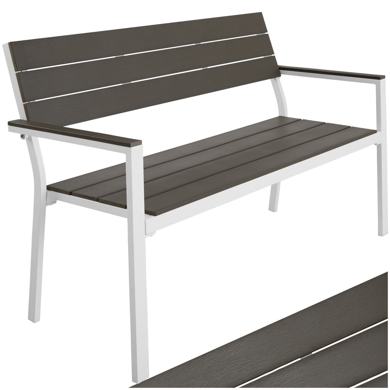 tectake Gartenbank Sitzbank Line 2-Sitzer mit Aluminiumrahmen 128x59x88cm, günstig online kaufen