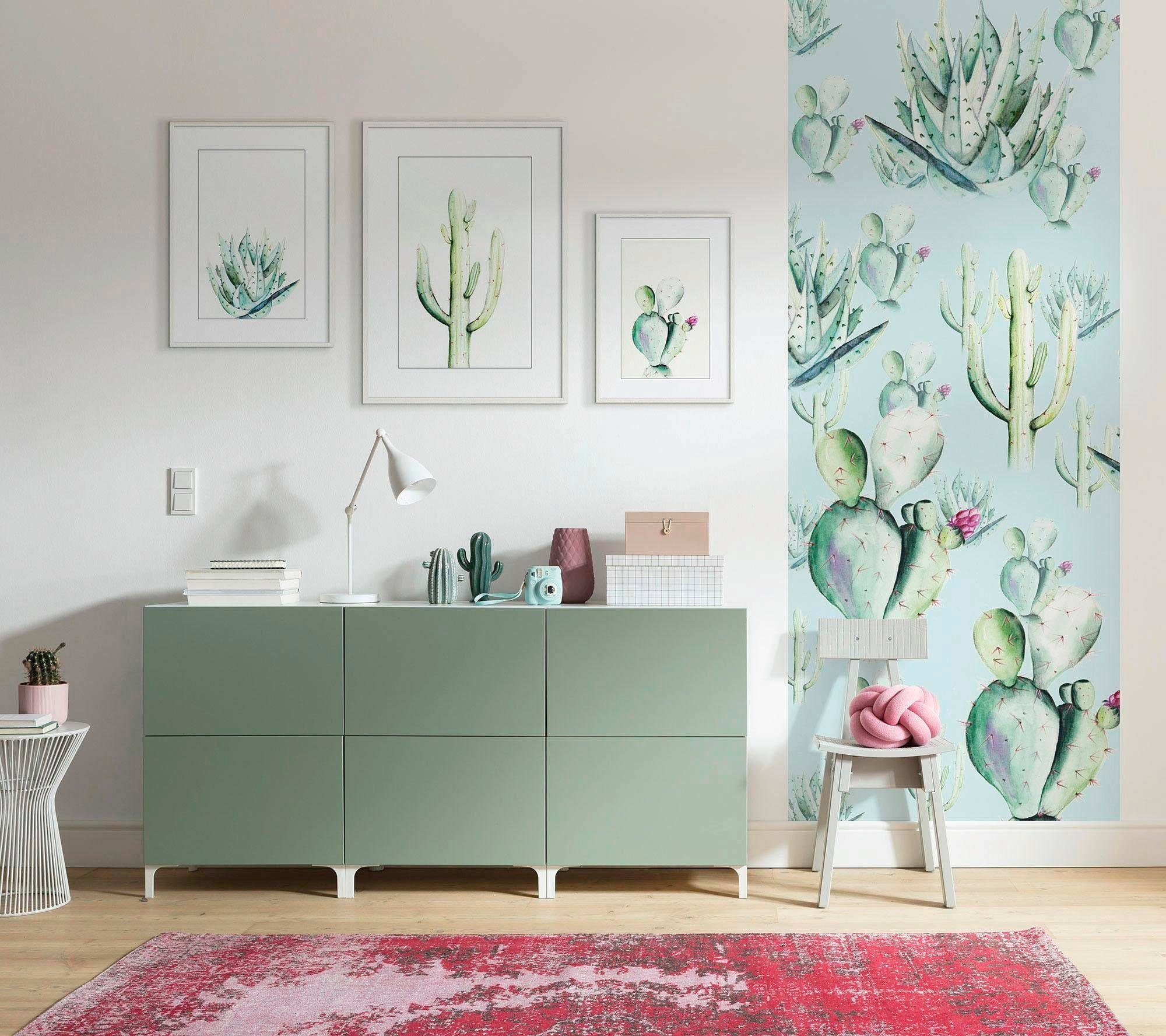 Watercolor, Blätter, St), Pear Komar Schlafzimmer, (1 Wohnzimmer Kinderzimmer, Pflanzen Prickly Poster