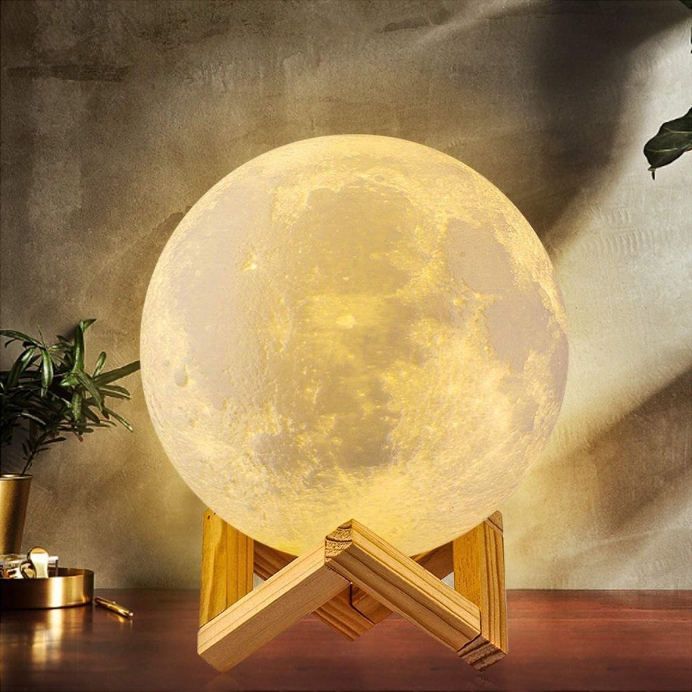 GelldG Dekolicht Mond Lampe, LED 3D Wiederaufladbares Nachtlicht, 16 Farben