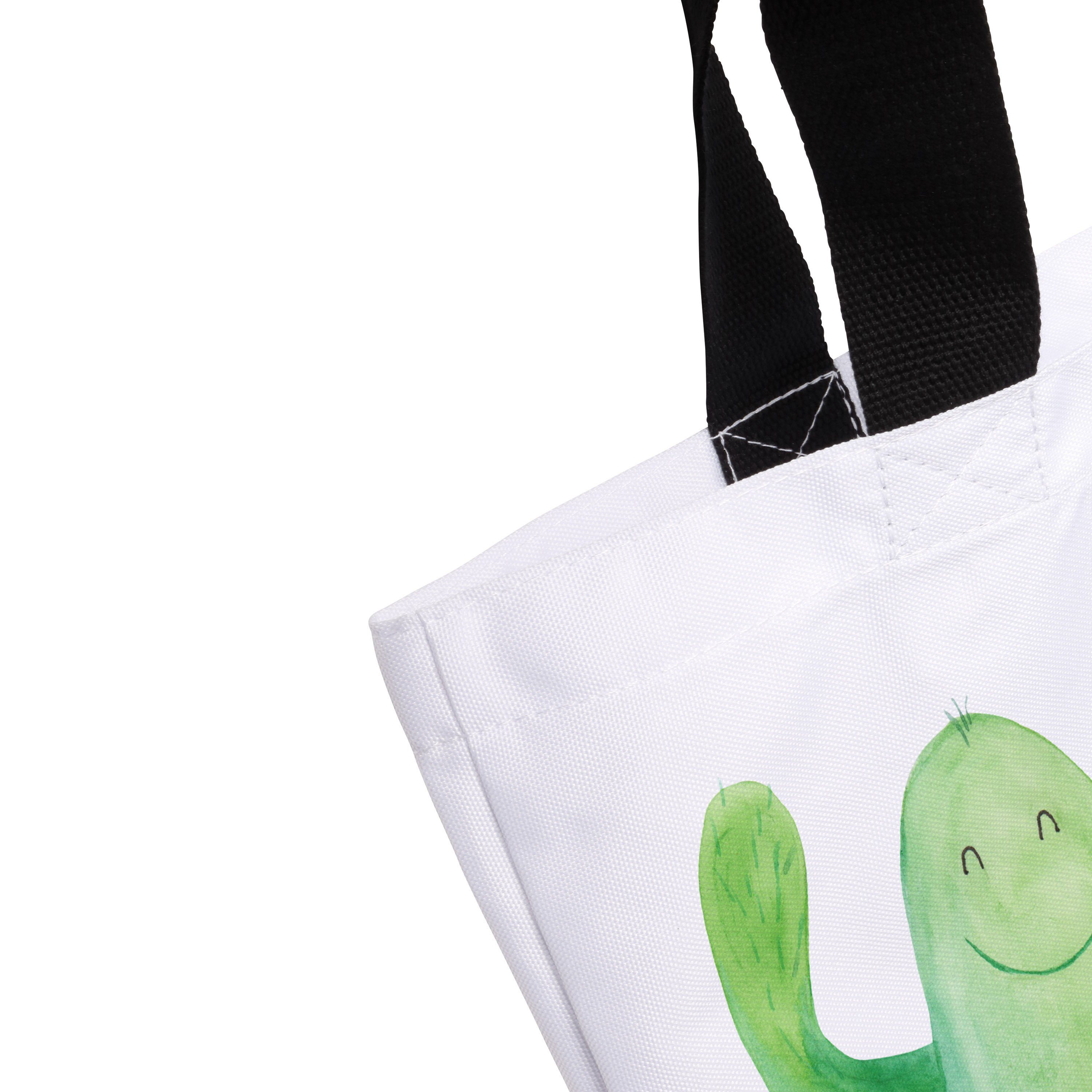 Shopper Panda Einkaufstasche, Happy (1-tlg) - Kaktus Beutel, & Geschenk, Weiß Mr. - Mrs. Schulbeutel,