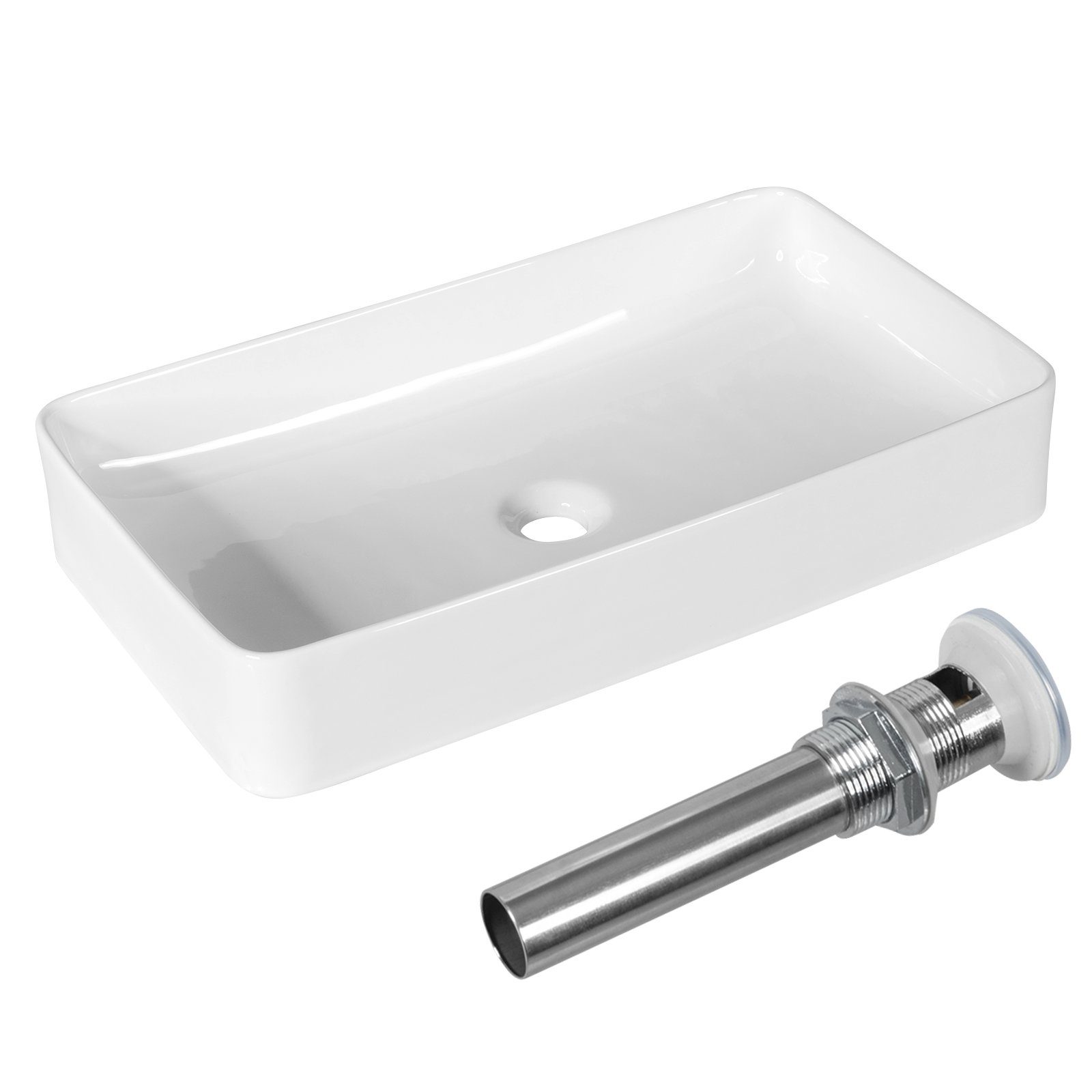 COSTWAY Waschbecken, Keramik rechteckig, 60cm, hängend günstig online kaufen