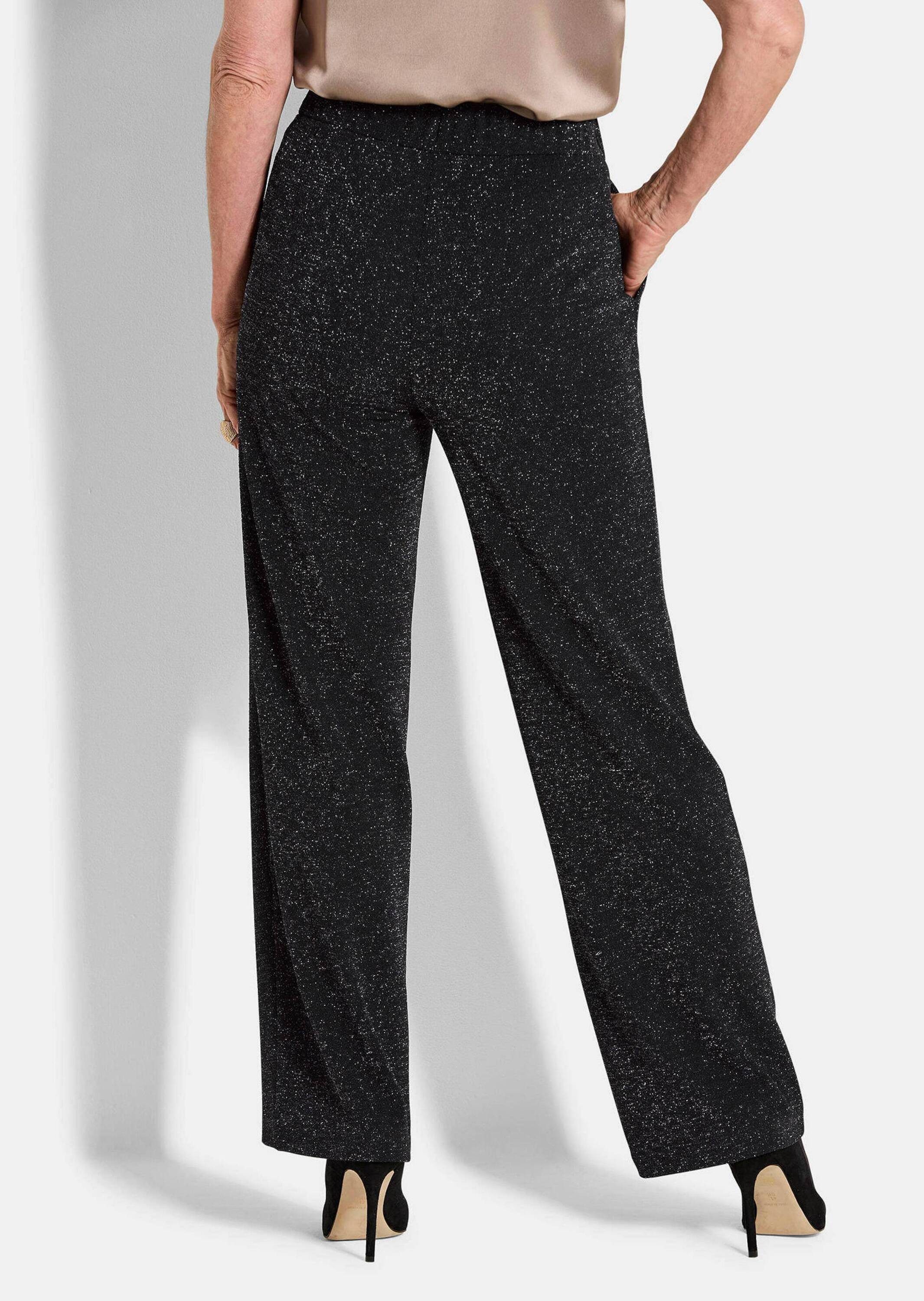 GOLDNER Schlupfhose Glänzende, weite Jerseyhose VERA Weite Hose mit elastischem Bund und Silberglanz