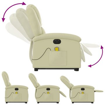 vidaXL Sessel Massagesessel mit Aufstehhilfe Elektrisch Creme Echtleder (1-St)