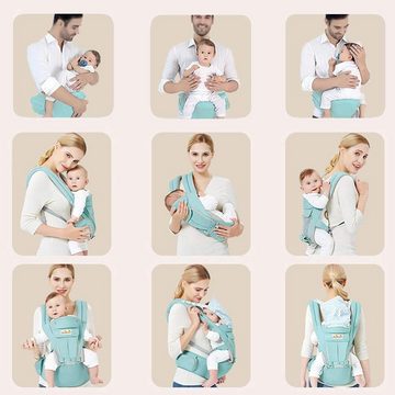 Aoucheni Babytrage 6 in 1 Ergonomische Babytrage mit Hüftsitz