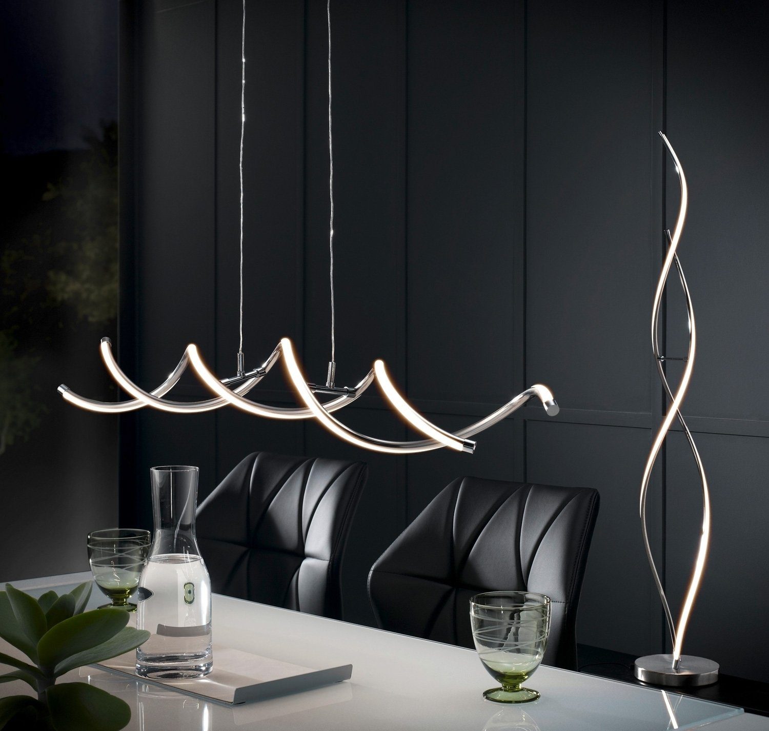 casa NOVA LED Pendelleuchte CALYPSO, 2-flammig, Metall, Touch-Dimmer, Dimmf günstig online kaufen