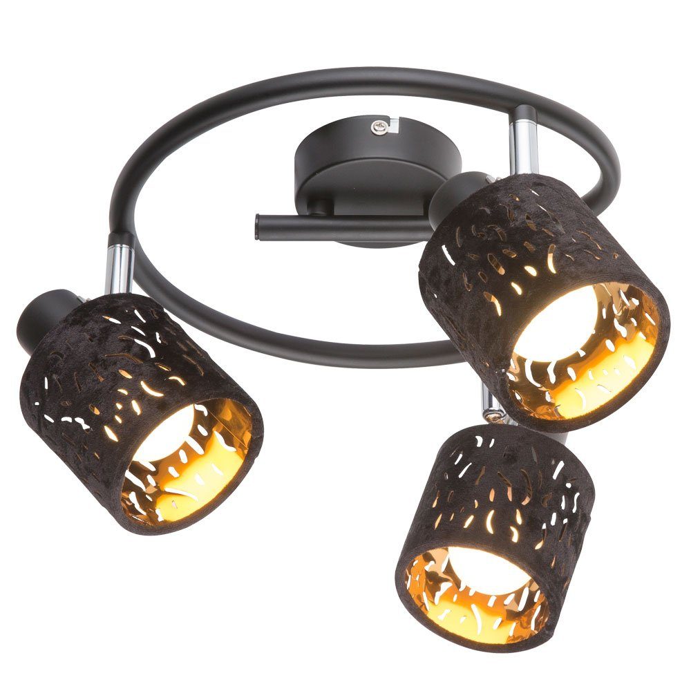 gold Lampe Warmweiß, im Leuchtmittel inklusive, etc-shop Strahler Leuchte schwarz Decken verstellbar Rondell Deckenleuchte, Samt LED