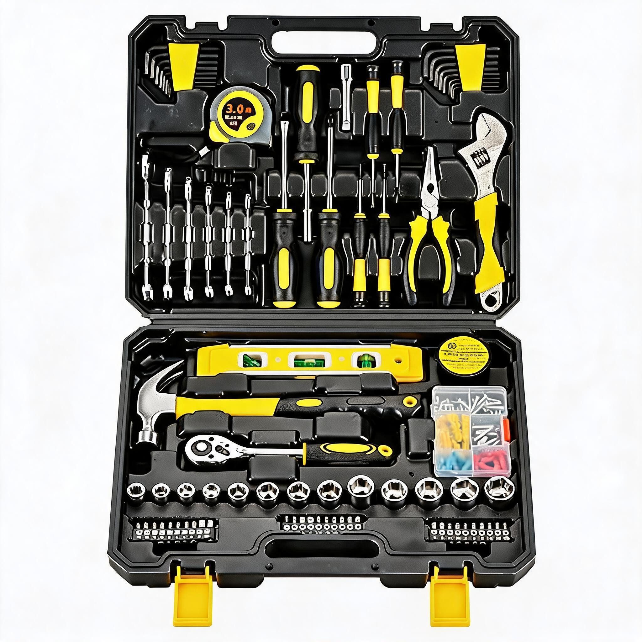 GarveeMore Werkzeugkoffer Werkzeugset in Tragekoffer, legierte Stahlwerkzeuge (Packung, 108 St), Haushalts- und Auto-Reparatur-Set, für DIY, Mechanik, Werkstatt