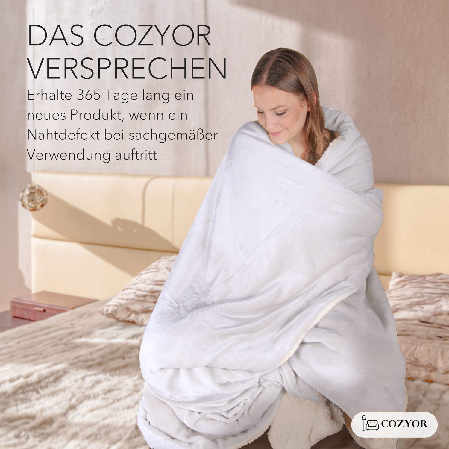 Wohndecke Kuscheldecke XL warm Sherpa, dicke Sofadecke, hochwertige Tagesdecke, Cozyor – Bild 4 von 5
