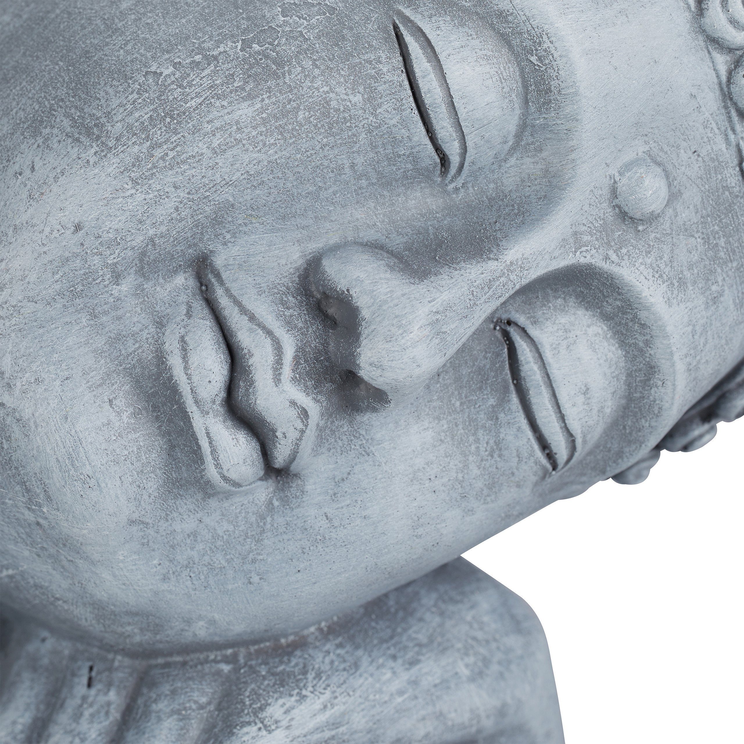 Figur geneigter Buddhafigur 60 Kopf cm, Buddha hellgrau relaxdays