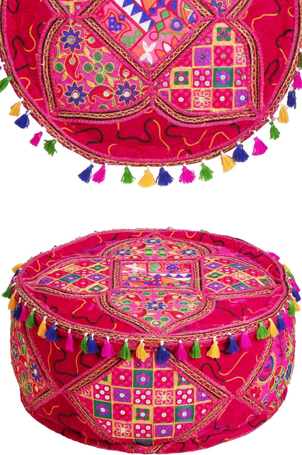 Marrakesch Orient & Mediterran Interior Hocker Orientalische Pouf Sitzkissen Dekoration Bahri pink (1 St), Handarbeit