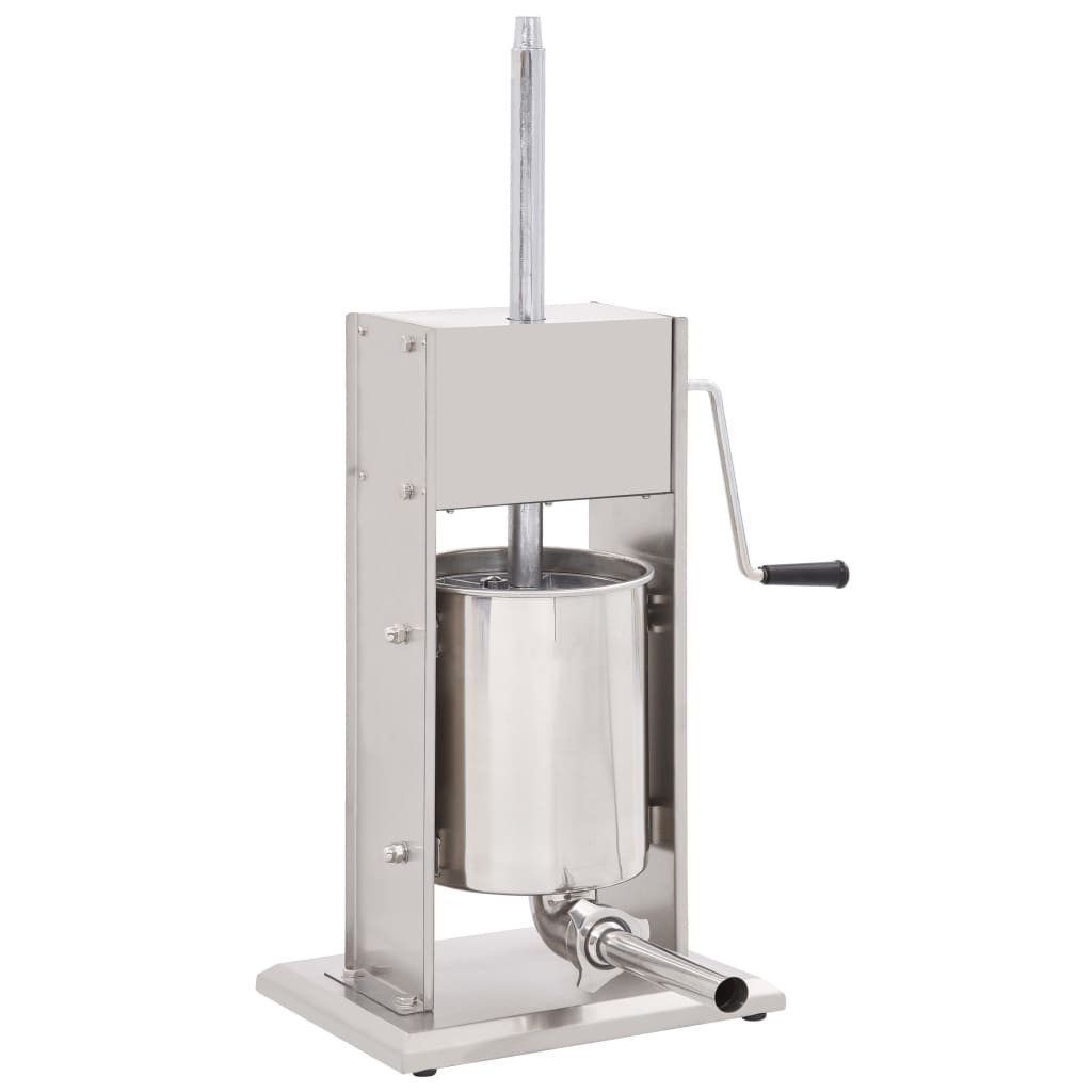 vidaXL Fleischwolf Manueller Wurstfüller Silbern 10 L Edelstahl