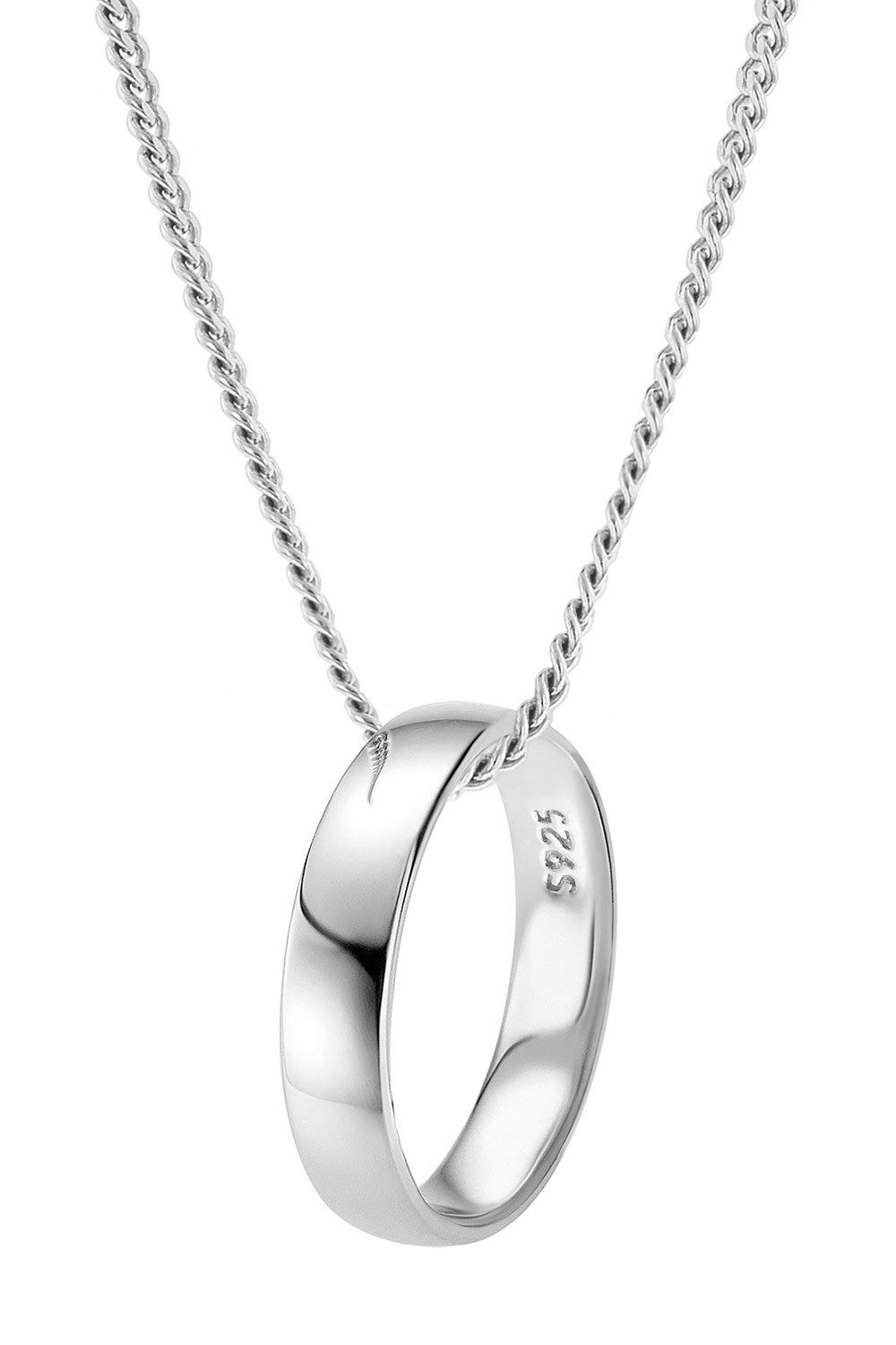 trendor Panzerkette Damen-Kette mit Anhänger Silber 925 Freundschaftsring