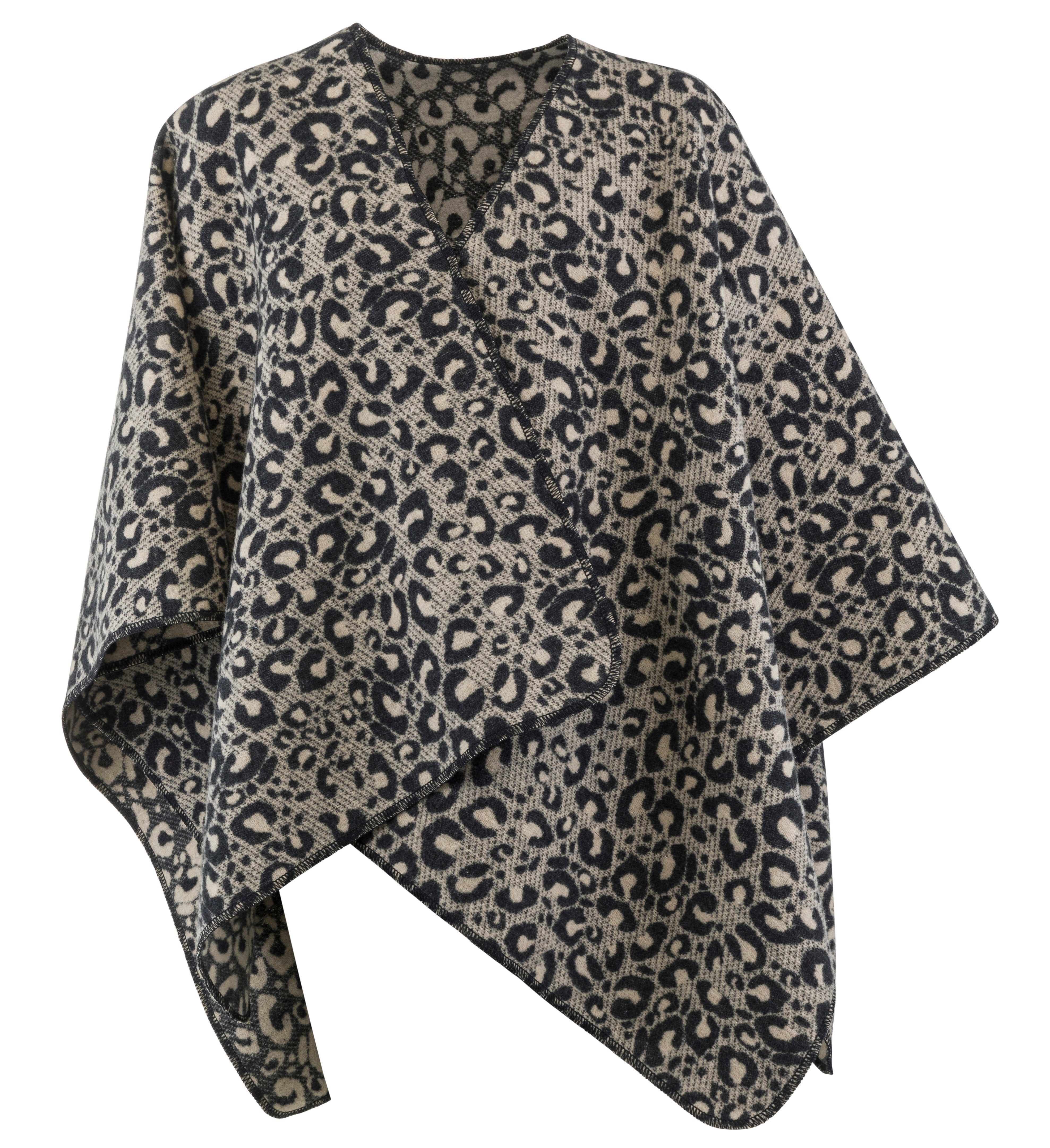 Wohndecke Poncho Silvretta 'Leo' 70 x 140 cm Anthrazit, DAVID FUSSENEGGER