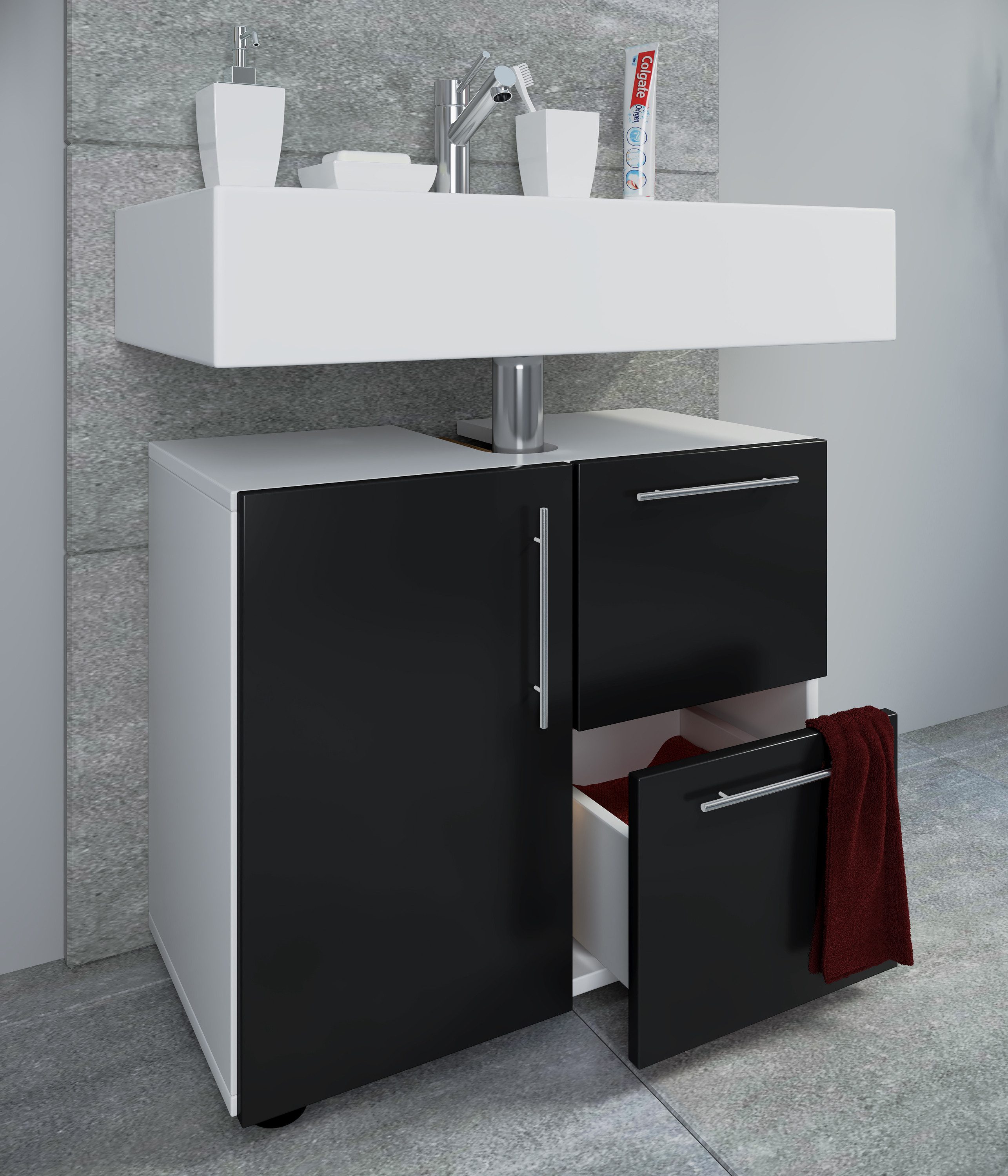 VCM Waschbeckenunterschrank Holz Badmöbel Badunterschrank Flandu Schublade günstig online kaufen