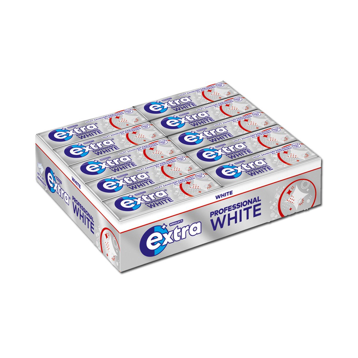 Wrigleys Extra Süßigkeit, Wrigleys Extra Professional WHITE ohne Zucker 10 Dragees 14g 30er Pack
