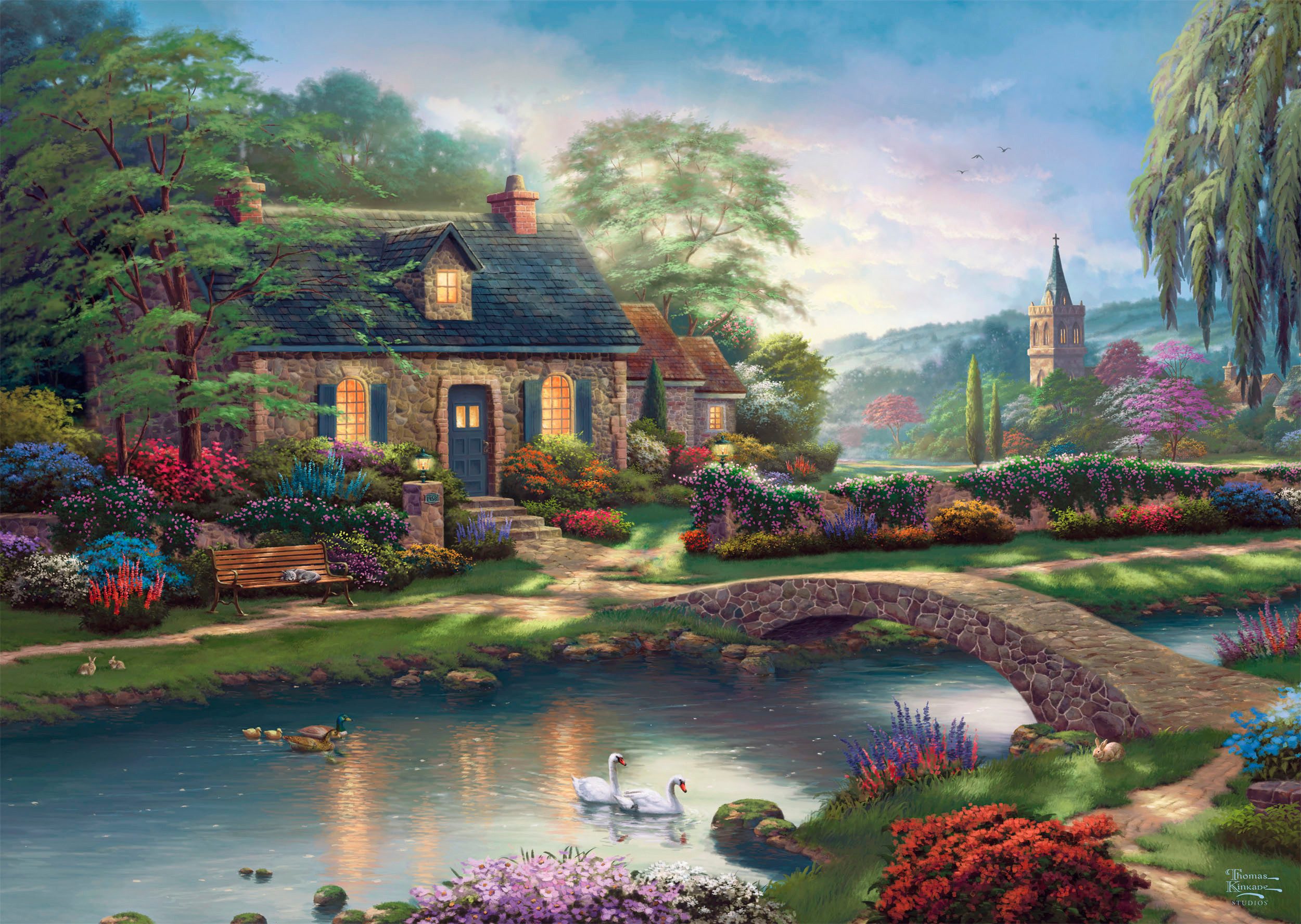 Schmidt Spiele Puzzle Stoney Creek Cottage von Thomas Kinkade, 1000 Puzzlet günstig online kaufen