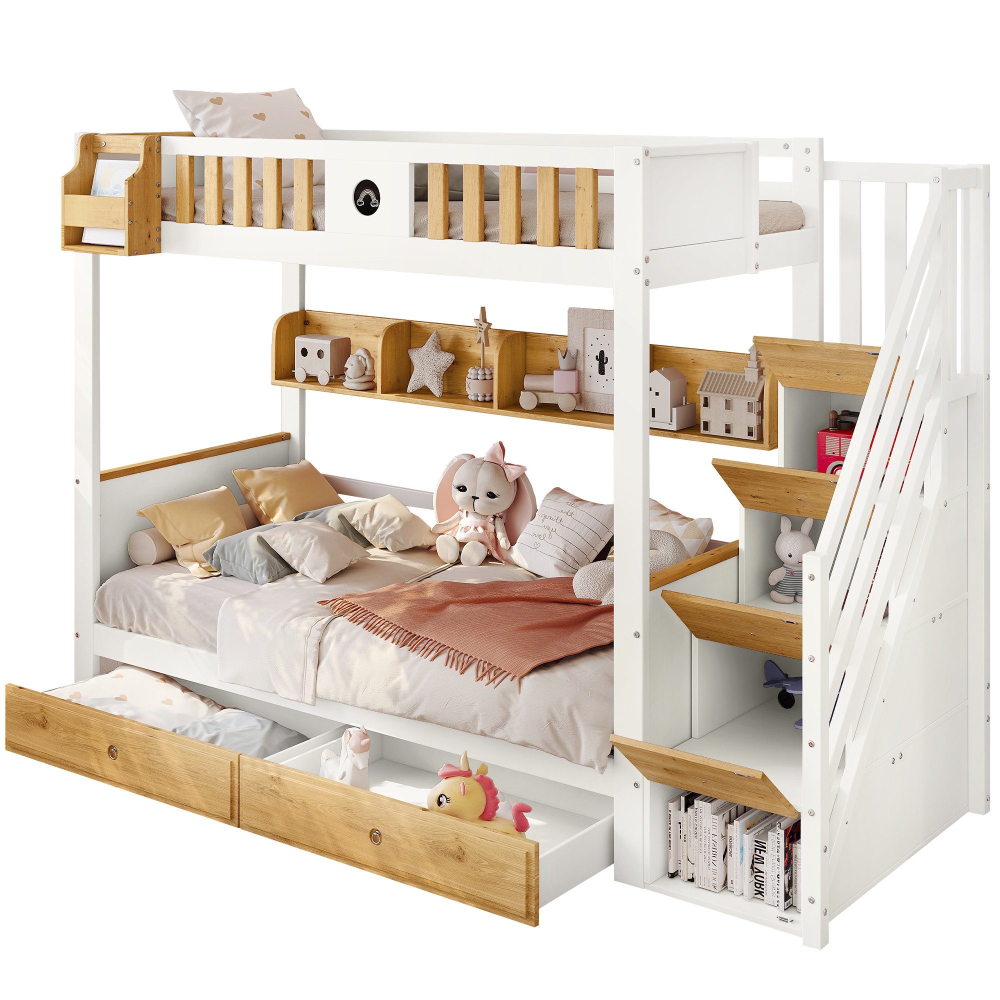 Etagenbett mit 2 Liegeflächen und Schubladen
